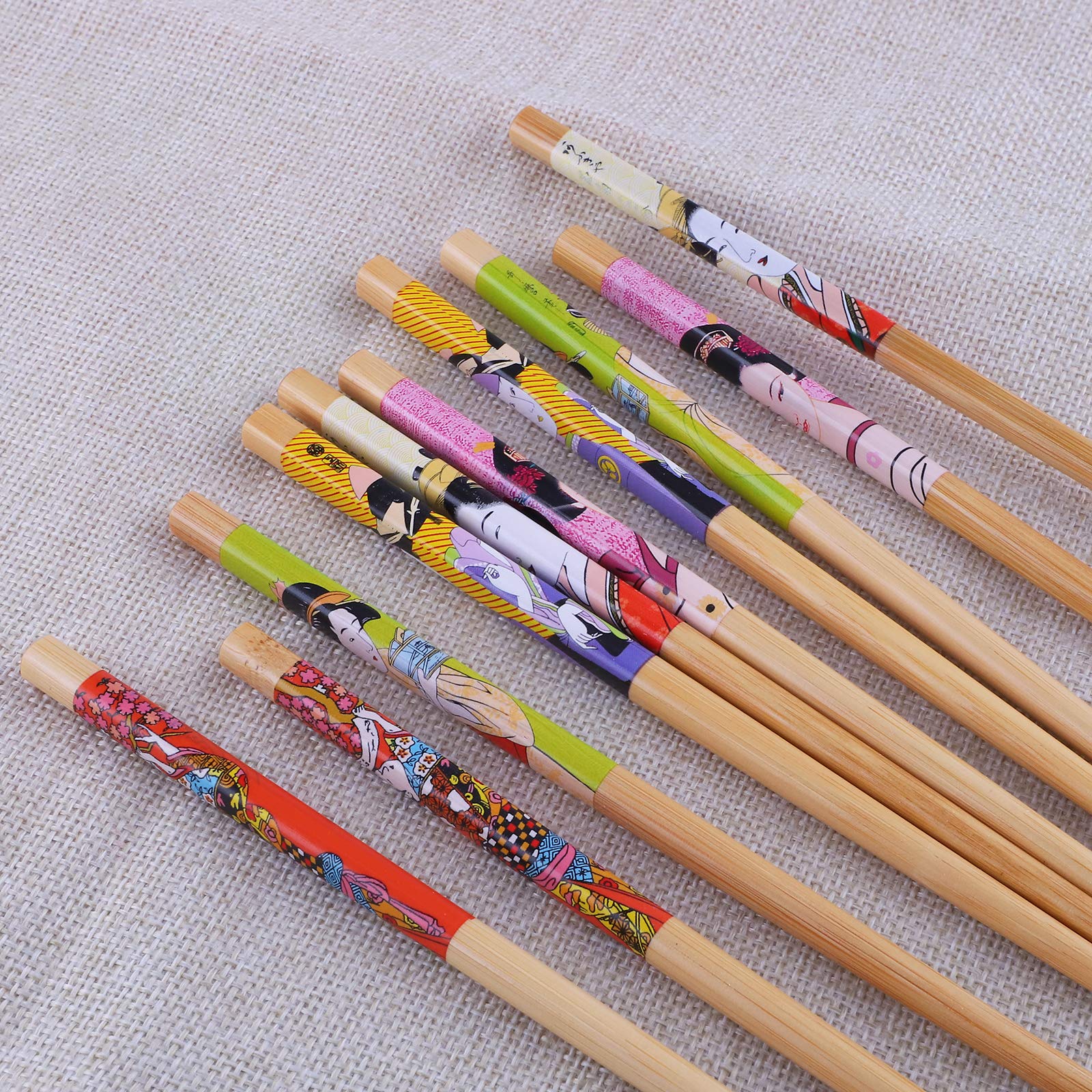 JapanBargain Bambus-Essstäbchen – 5 Paar Wiederverwendbar, Spülmaschinenfest, 22,5 Cm (Set Mit 4 Packungen)