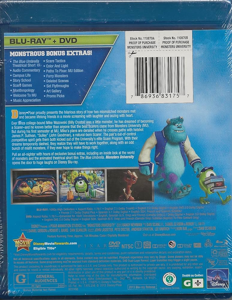 Amazon.com: Monsters University (Blu-ray Combo Pack) : Billy