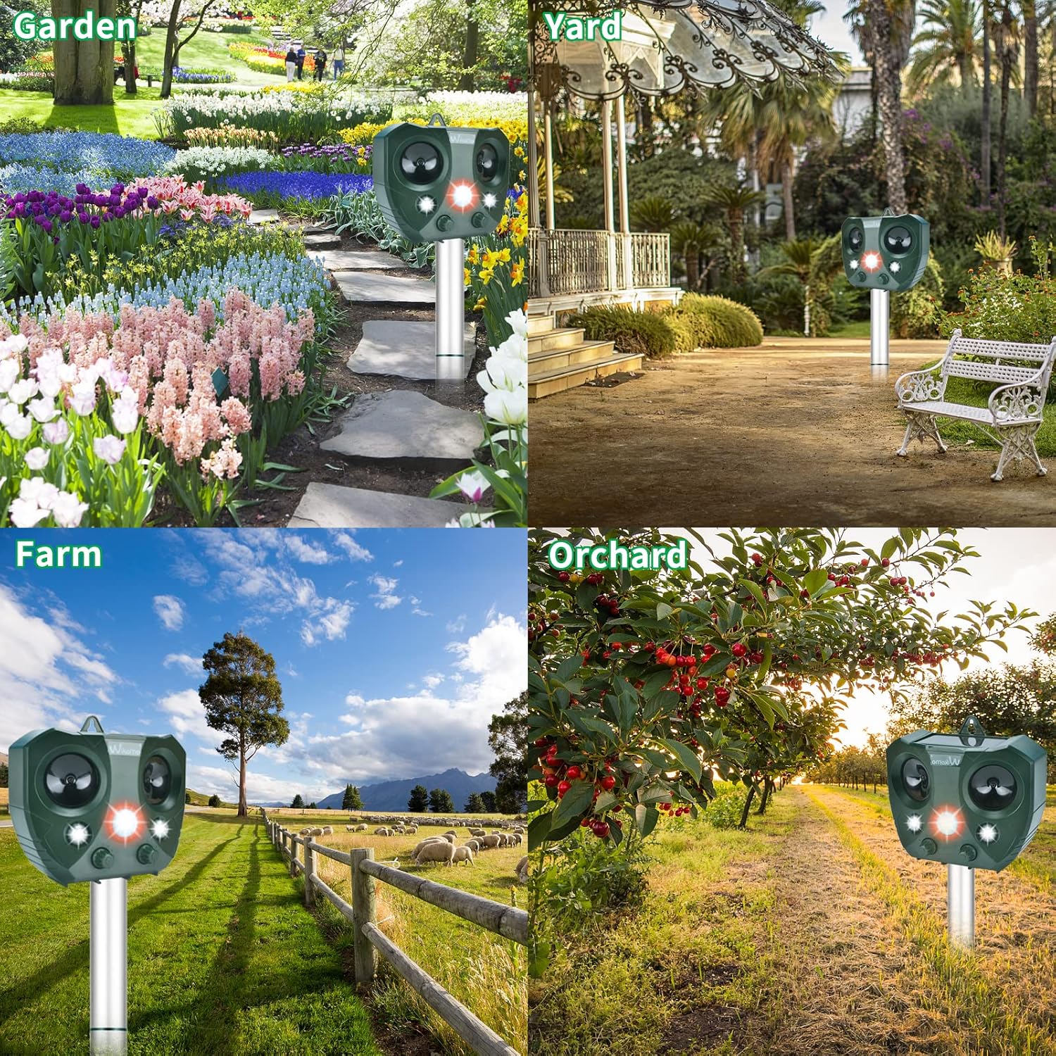 OULAIZ Solar Animal Repeller, 2021 Ultrasonic Mole Repellent, Rat, Squirrel, Deer, Raccoon, Skunk, Rabbit, Mole, Dog, Cat, Waterproof with Motion Detector, USB Rechargeable, Flashing Light : Patio, Lawn & Garden