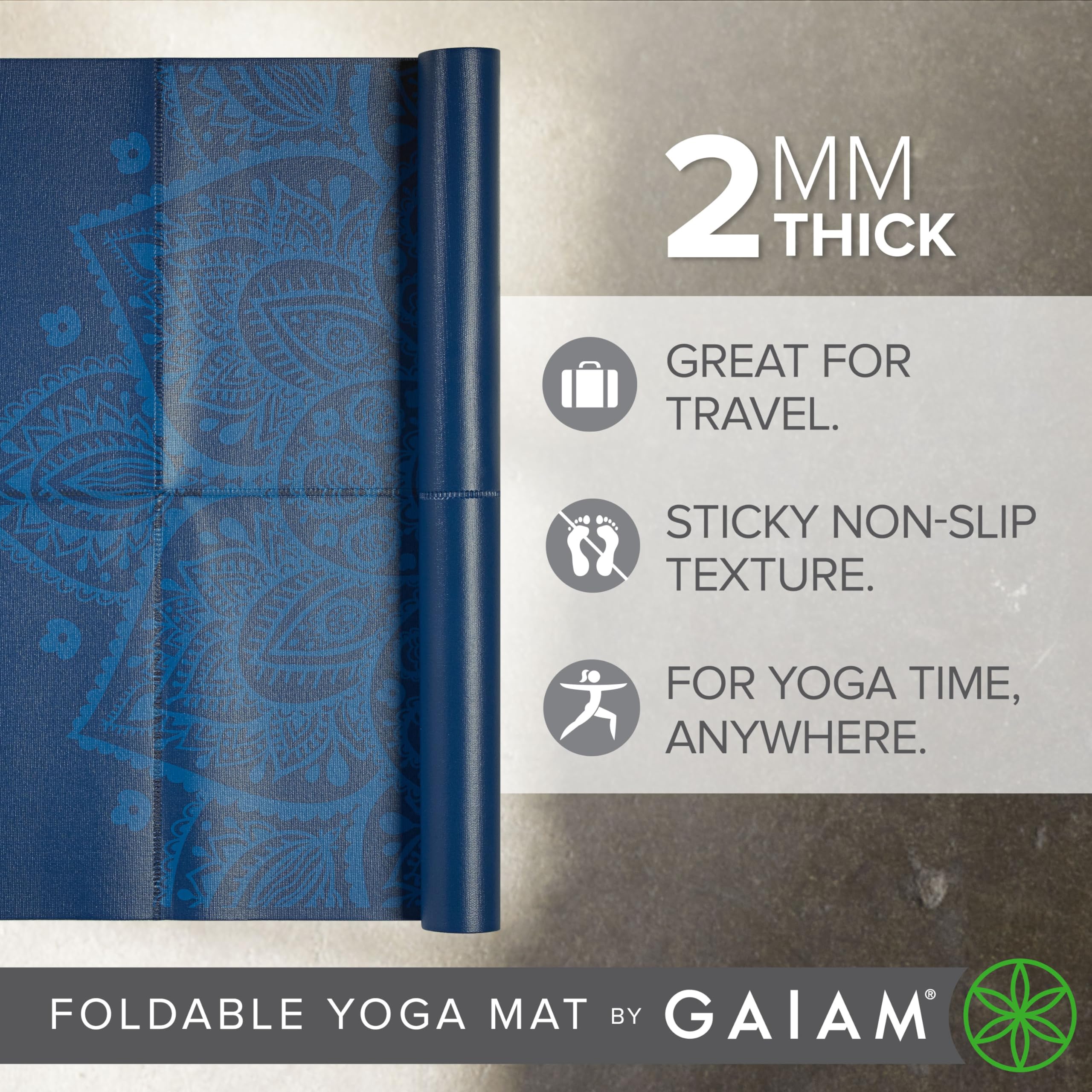 Tapis de yoga pliable, 2 mm Gaiam