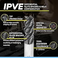 Vista 4 de SPEED TIGER Molino de extremo cuadrado de carburo – 4 flautas – IPVE1/2 4 (1 pieza, 1/2") – Espacio desigual de flauta y diseño de hélice