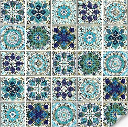 25 calcomanĂas para azulejos de mandala de 4 x 4 pulgadas autoadhesivas desmontables azulejos marroquĂes impermeables a prueba de aceite para baño y 25 calcomanĂas para azulejos de mandala de 4 x 4 pulgadas autoadhesivas desmontables azulejos marroquĂes impermeables a prueba de aceite para baño y