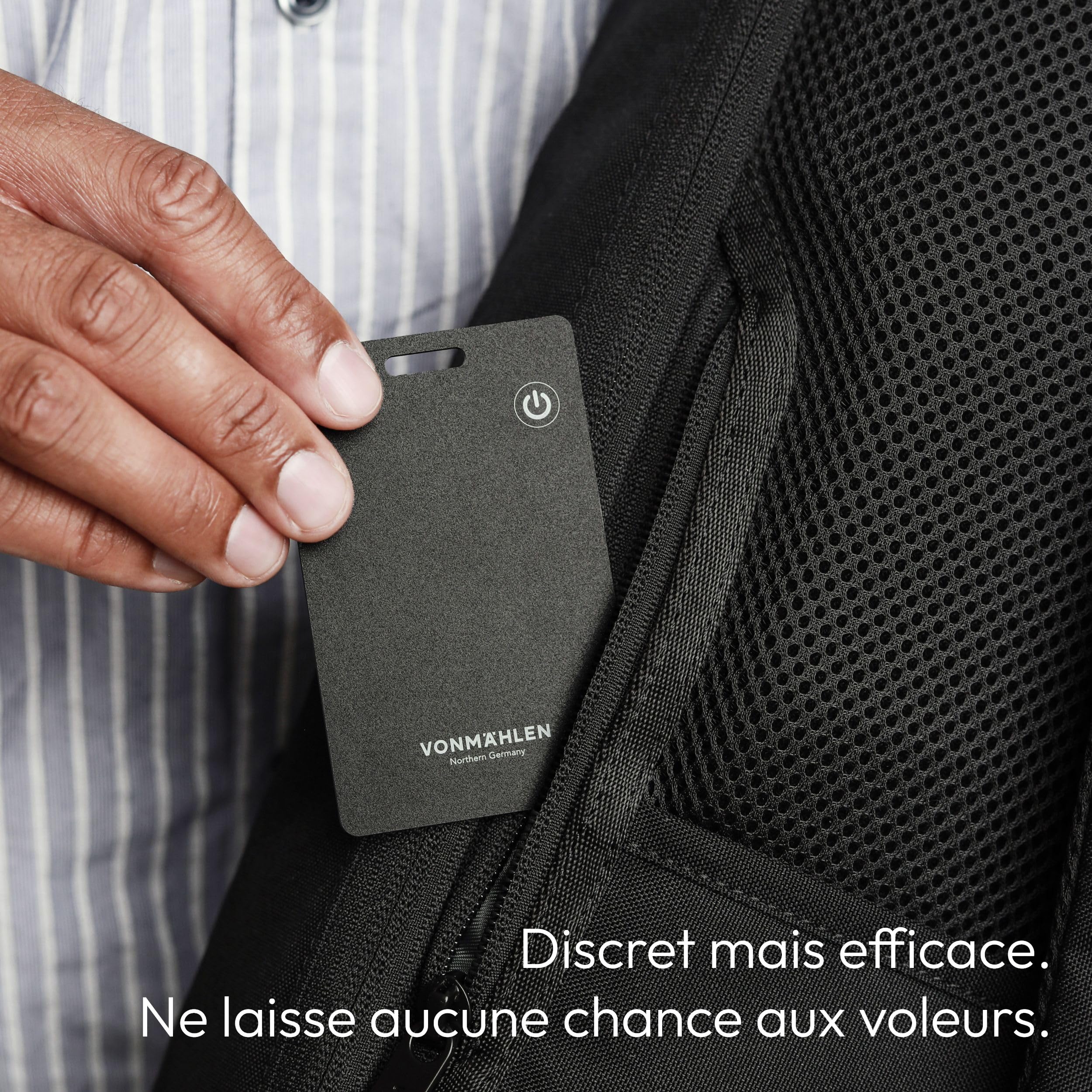 Vonmählen FindMe - Localisateur Bluetooth Ultra-Fin, Compatible avec Le réseau FindMy Apple, Recharge sans Fil, résistant à l'eau IP67 - Blanc