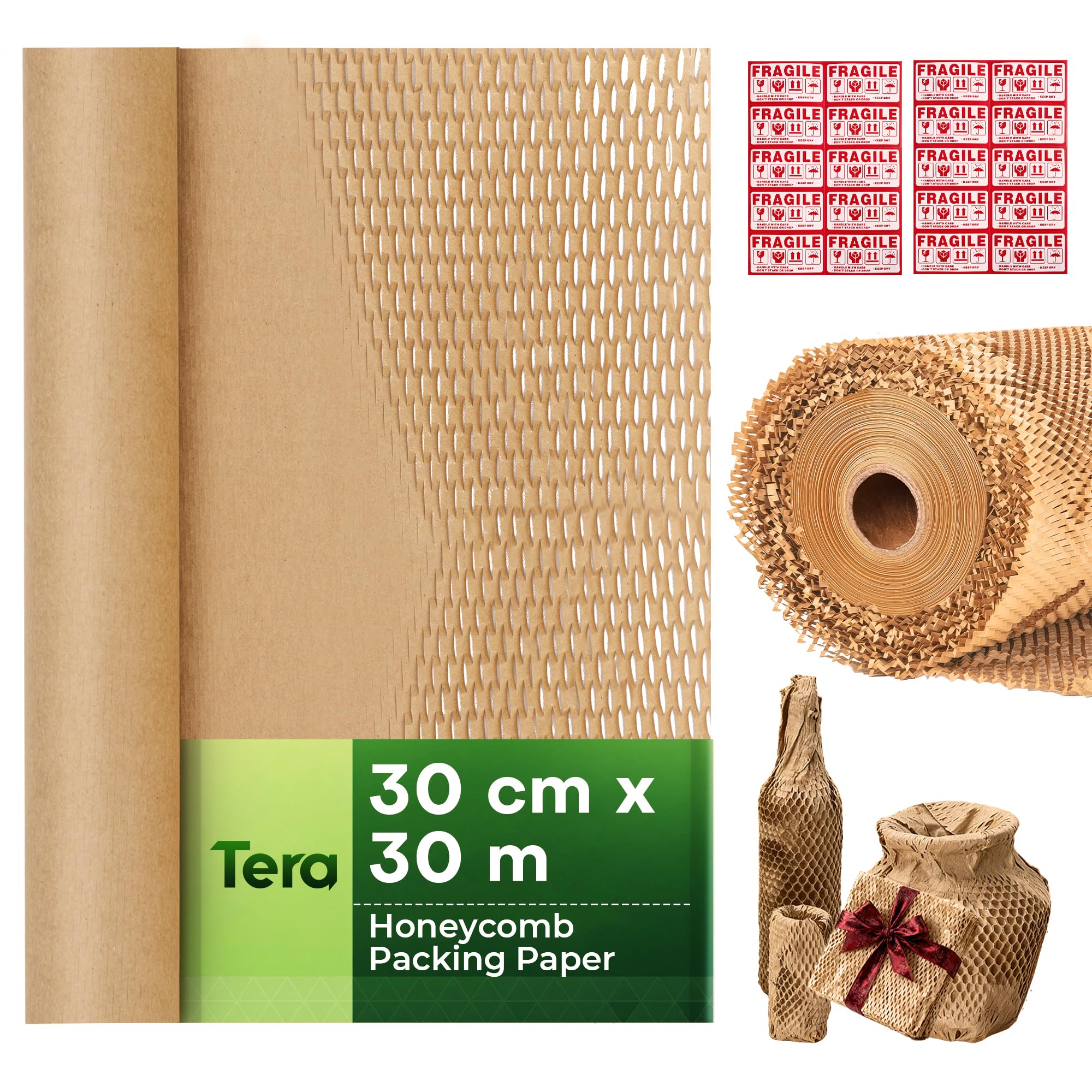 Tera Honeycomb Packaging Paper Roll 30cm x 30m 80gsm Kraft Cushioning Wrap