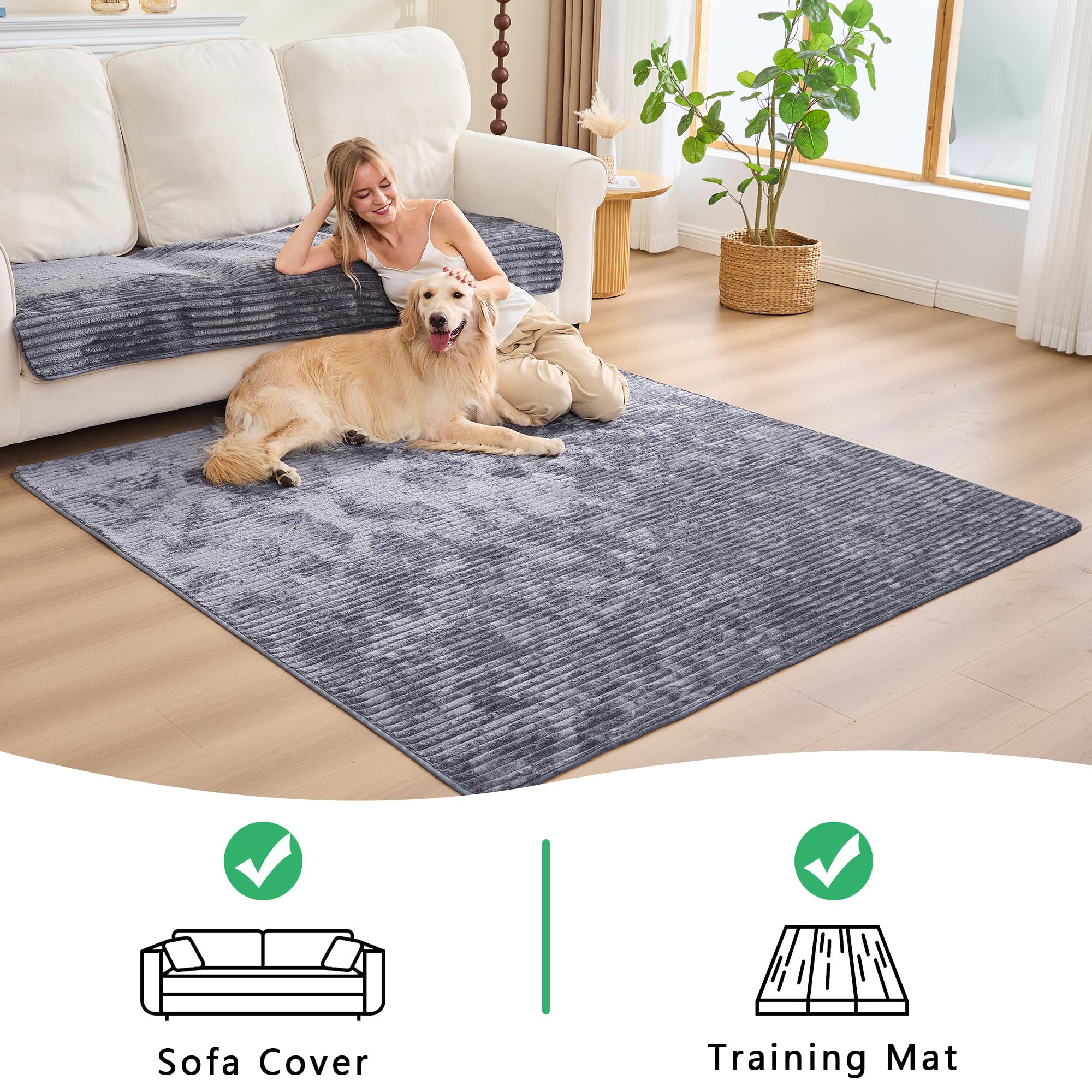 TIANSHU Manta Perro de Franela, Funda de sofá Cama para Perros Gatos Mascotas, Alfombra Antideslizante Lavable, Protector Sofa Impermeable, Colchón Suaves(Gris Oscuro, 182x182cm, 1 pc)
