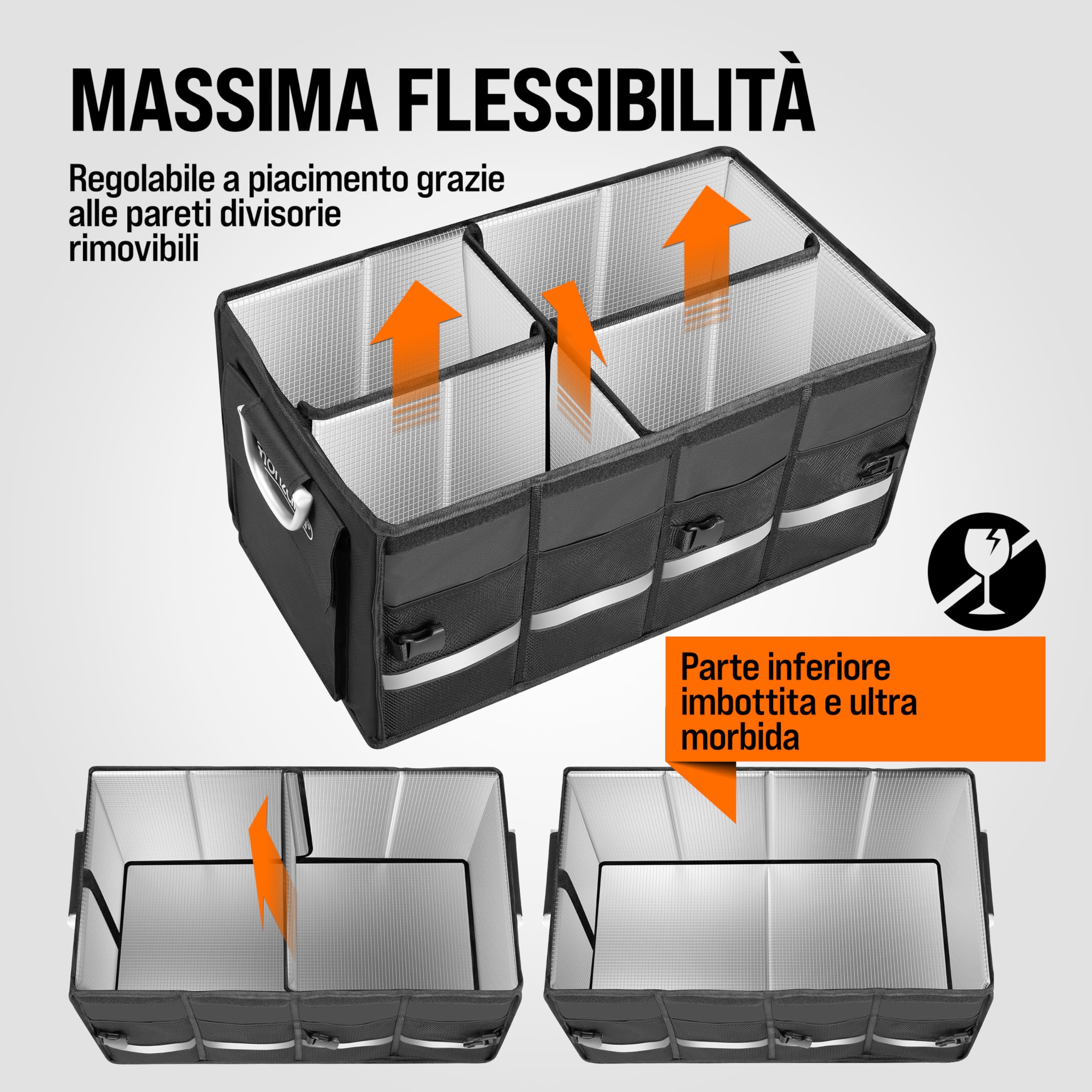 Monzana Organizer Bagagliaio Auto 68L Pellicola Termica Portaoggetti Impermeabile Box Pieghevole
