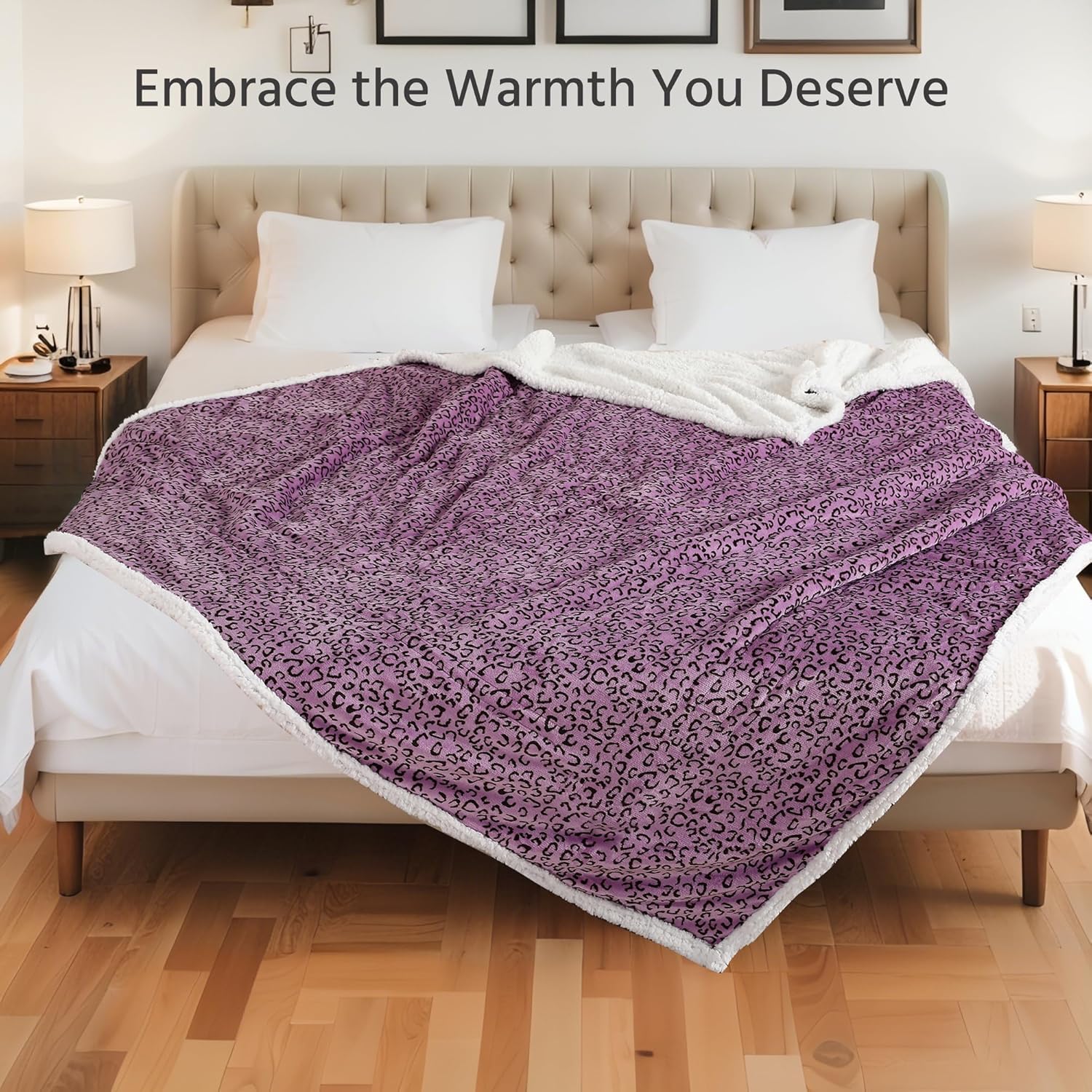Electric Heated Blanket Full Size 72x84 Inch - Super Soft Flannel, 10 Heat Settings, 1-12H Auto Shut Off, Machine Washable, Easy Controller, Perfect for Winter Warmth - Leopard Black Pruple - Image 3