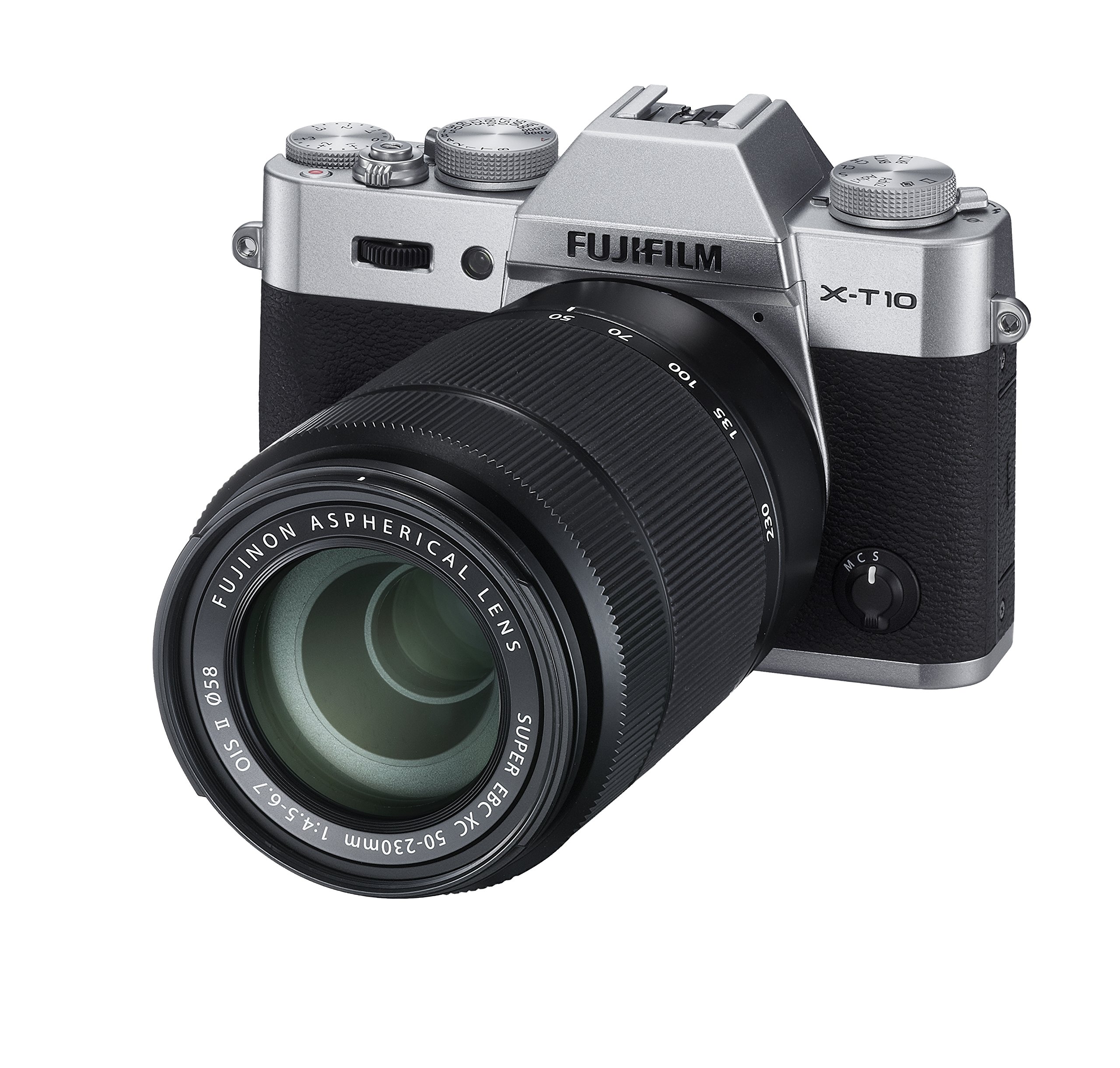 Fujifilm X-T10 Appareil Photo Hybride Ecran LCD 3" (7,62 cm) 16,3 Mpix Kit Boîtier Argent + Objectifs XC 16-50 mm + XC 50-230 mm