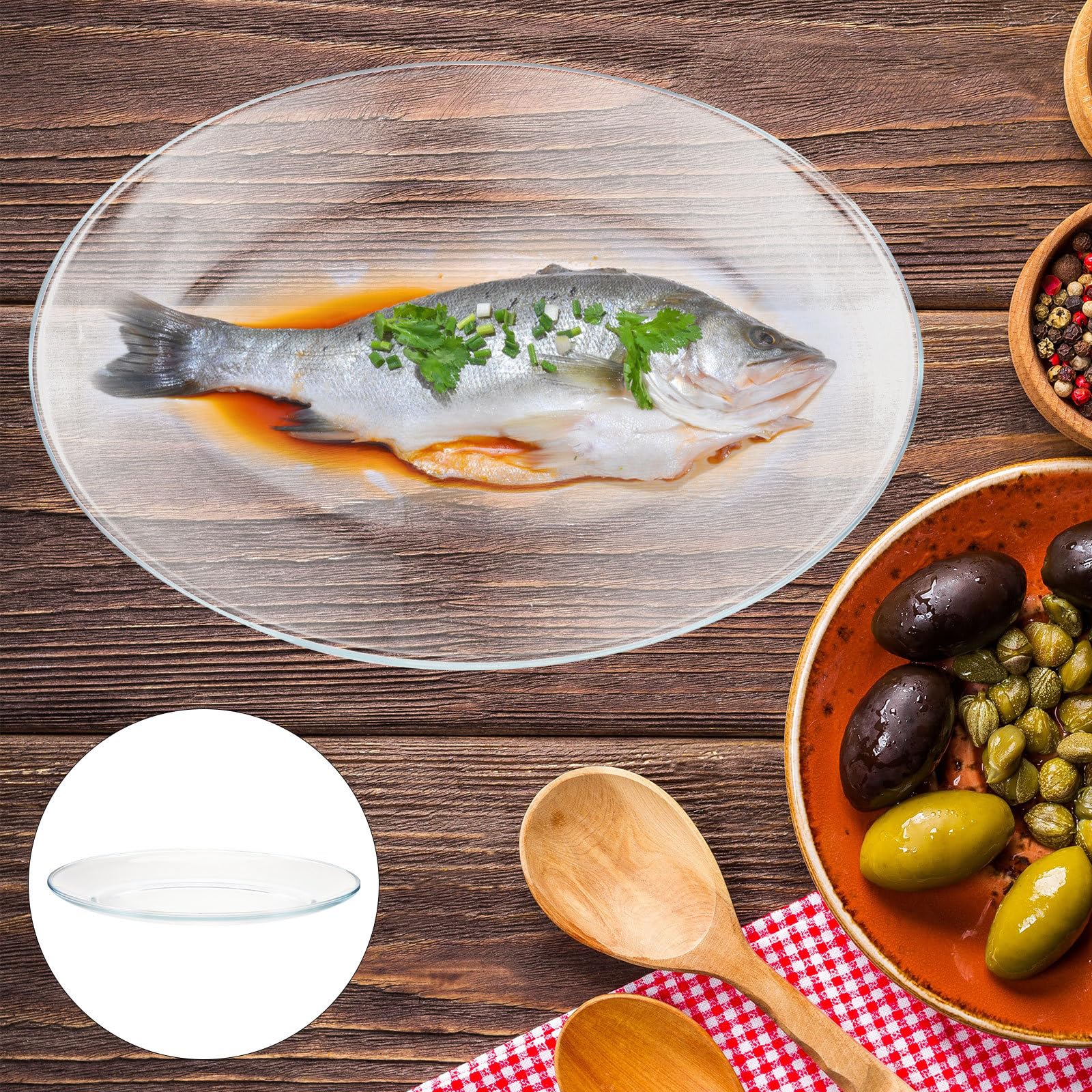 Servierplatte Vielseitig Einsetzbar aus Gehärtetem Glas Große Fischförmige Eleganter und Einfacher Glasteller Leicht zu Reinigen für Zuhause und Party