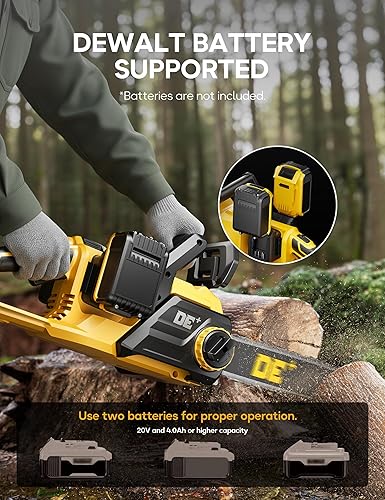 Miniatura 2 de DeForce Motosierra Eléctrica Inalámbrica de 16" 40V, para Baterías DeWalt 20V Max, Motosierra a Batería sin Escobillas, con Engrasador Automático,