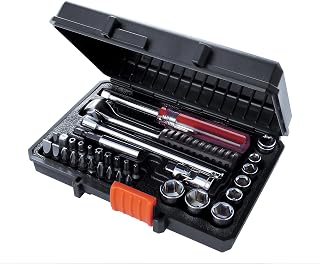Mechanic Set A7142 33 Piece Screwdriver Bit Socket Adapter Magnetic Bit Holder Reversible Ratchet Includes 125mm Ratchet Extension and Storage Case