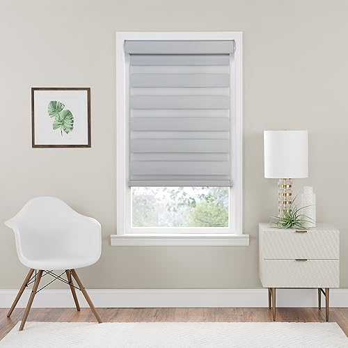 Miniatura 2 de Achim Home Furnishings Persiana celestial sin cordón de doble capa para oscurecer la habitación, 33 x 72 pulgadas, color ostra, CCRD33OY02