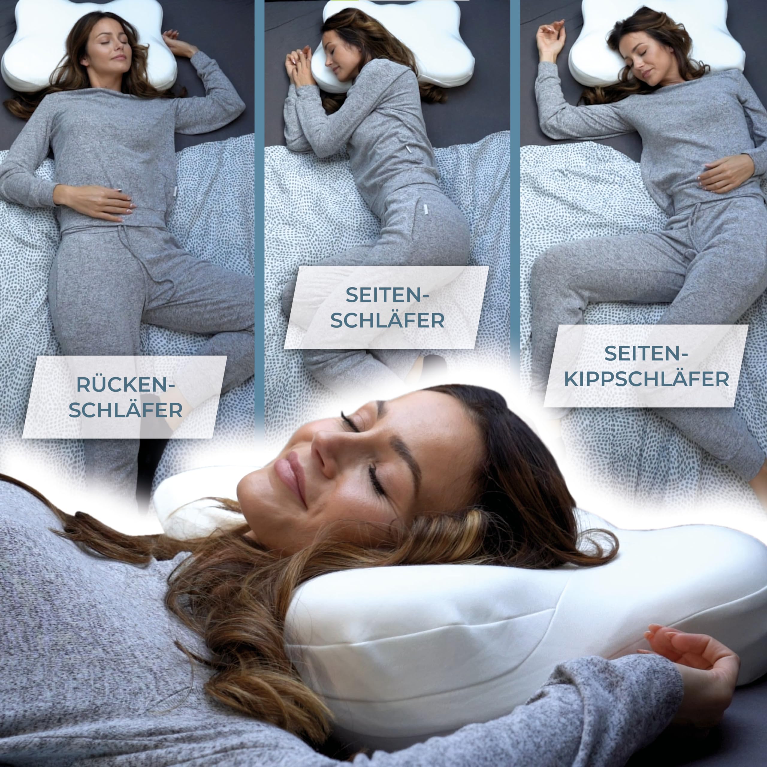 Shokunin Nackenstützkissen Orthopädisches Kissen Memory Foam 60x40 grau Anti Schnarch Seitenschläferkissen
