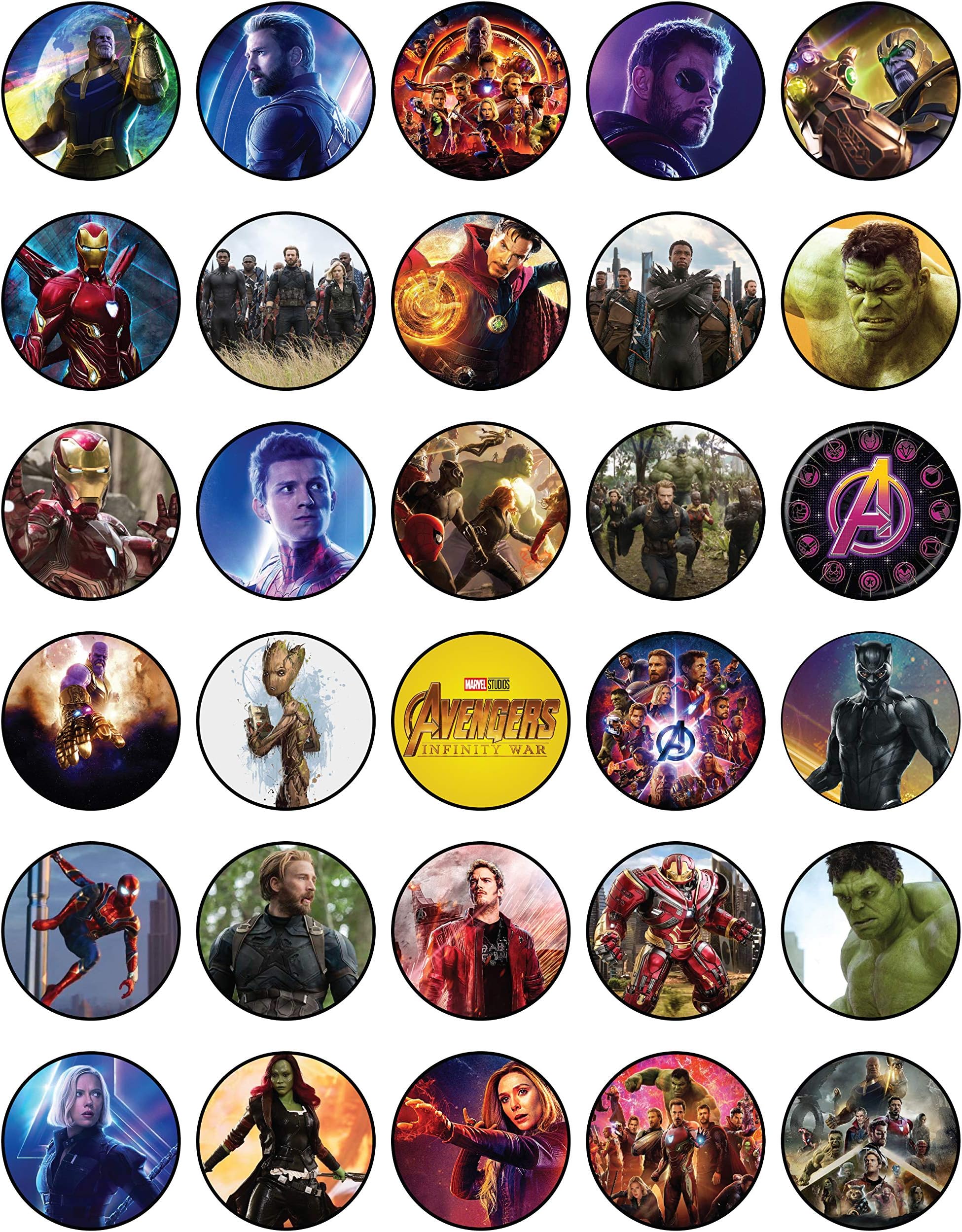 30 x Edible Cupcake Toppers Hero super Themed Collection of Edible Cake Decorations