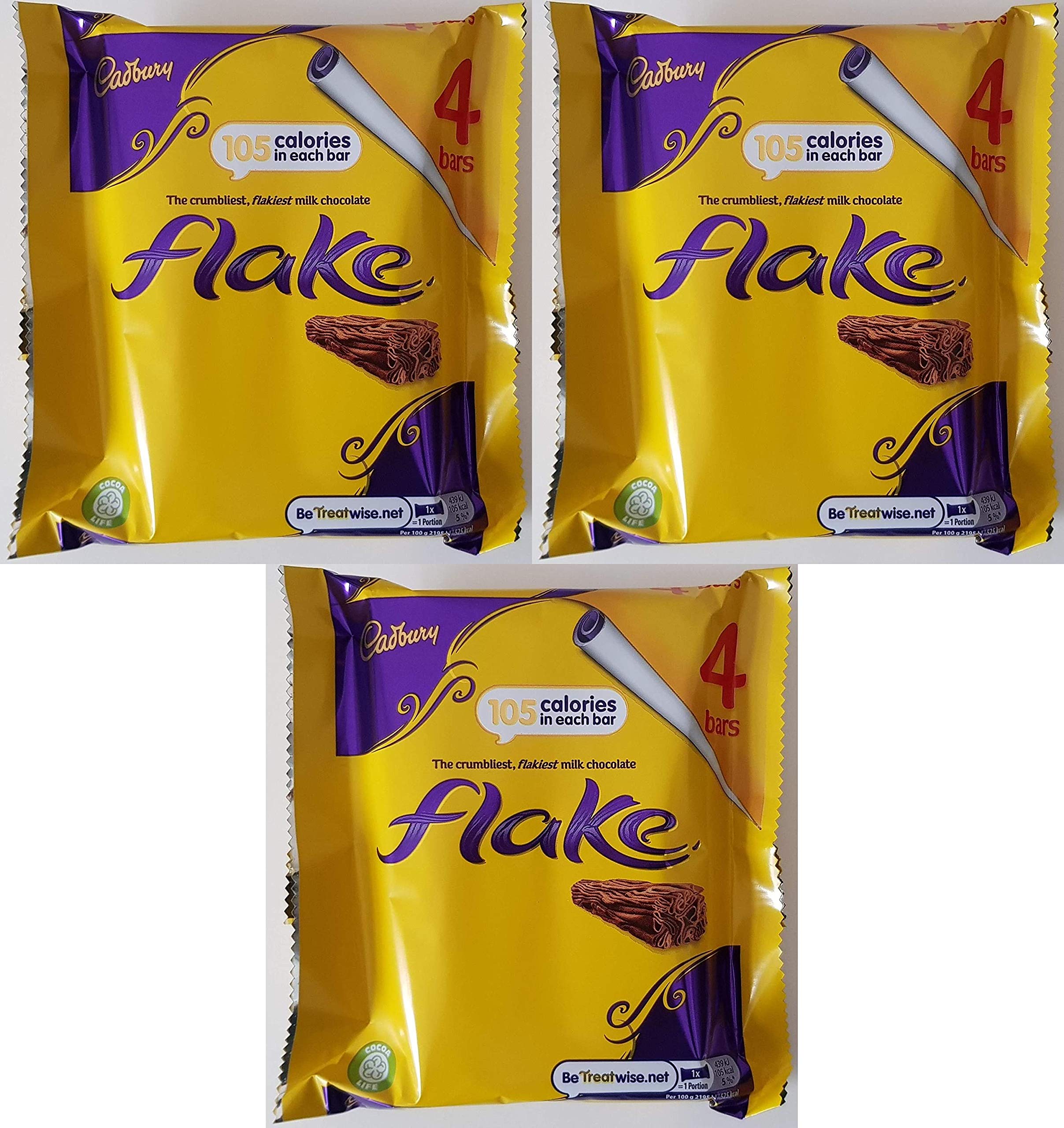 Original Cadbury Flake Chocolate Bar Imported from the UK England Original British Flake Pack of 3