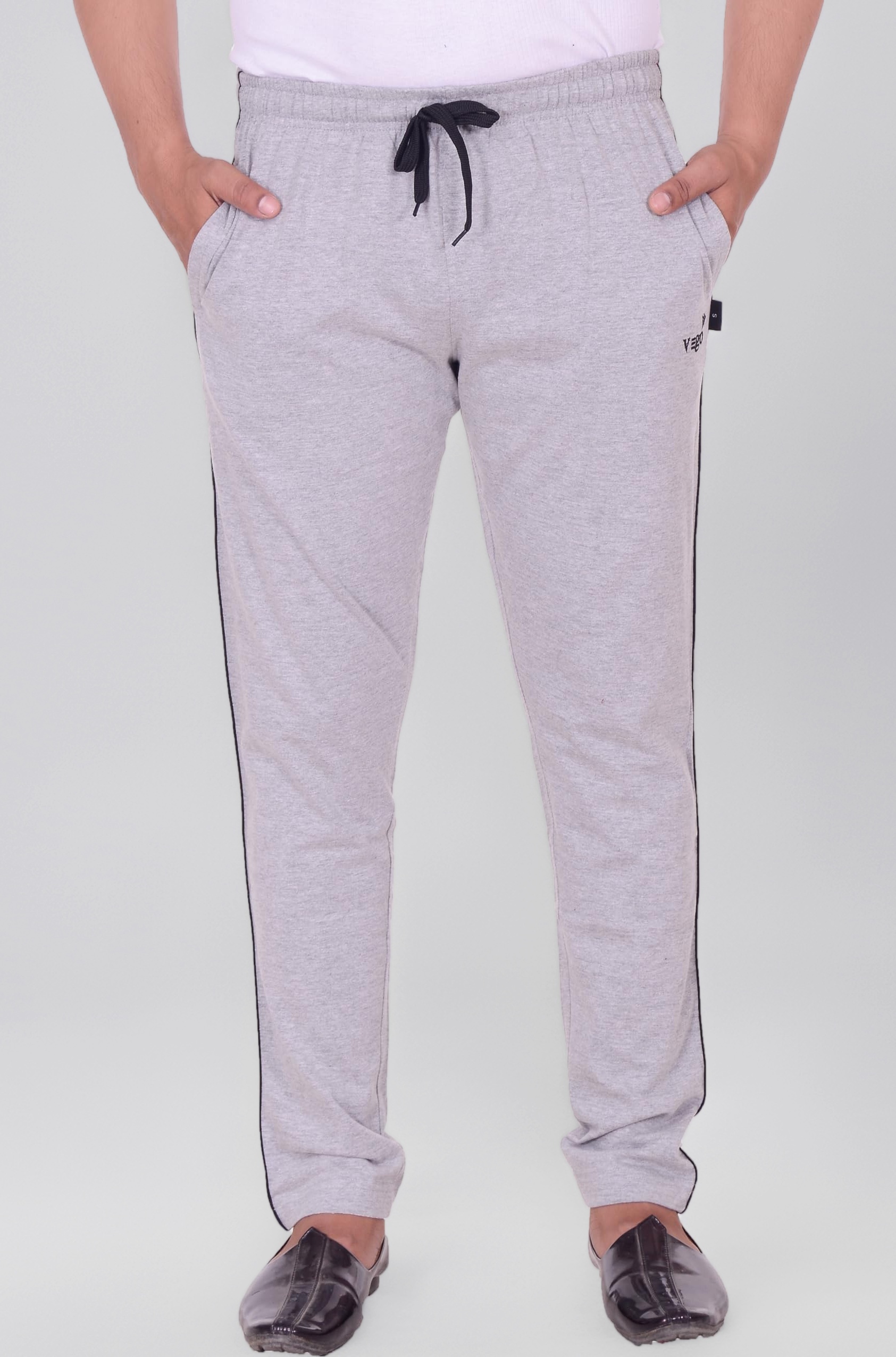 - Men's Regular Fit Pure Cotton Black Plus Size Lower/Track Pants