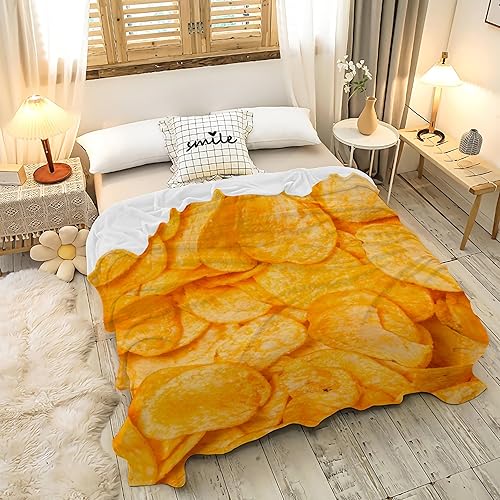 Miniatura 2 de BUYYET Manta de regalo de franela de forro polar con chips realistas, manta de comida interesante, ligera, suave, bonita y acogedora para cama,