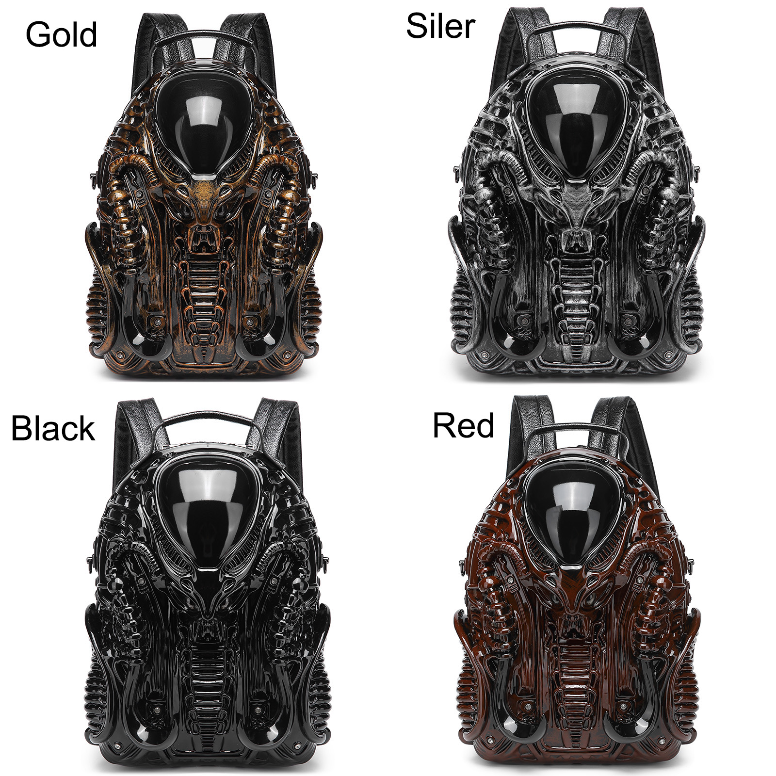 4494 and PVC 3D Xenomorph Shaped Purse Alien Backpack, Gold Amazon.com: ZGRJSZDD Men and Women PVC 3D Xenomorph Shaped  main image 3