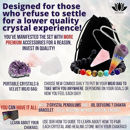 Miniatura 7 de Otiem Juego de cristales curativos con caja, juego de piedras curativas y cristales, cristales crudos y piedras curativas con 3 cristales de chakra,