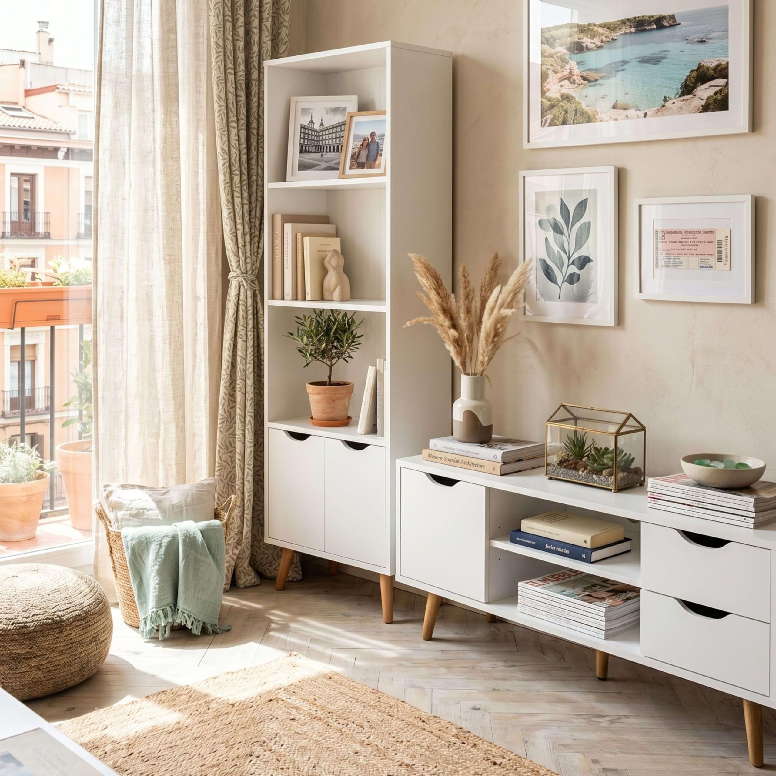 Miroytengo Mueble de TV Fiano en Color Blanco 120x41x28 cm