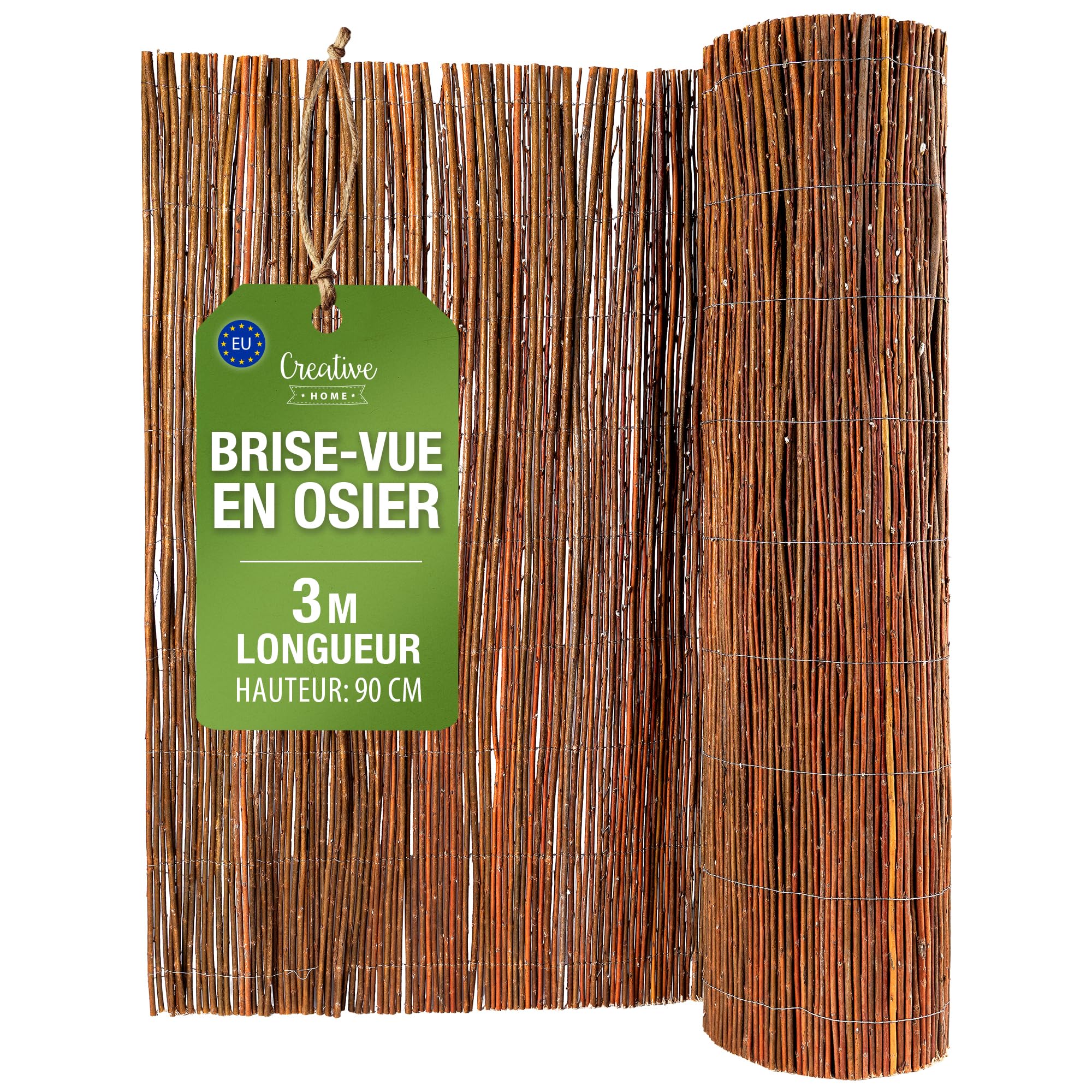 Creative Home Brise-vue en Saule pour Balcon et Terrasse 90 x 300 cm | Clôture Naturelle | Canisse en Saule | Protection Solaire Balcon | Protection contre le Vent | Coupe-Vent Patio