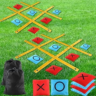 Puteraya 2 Set 4 x 4 Ft Giant Tic Tac Toe Bean Bag Toss Game Outdoor Portable Tic Tac Toe Board Large Size Tic Tac Toe Game Toys for Adults Kids Indoor Outdoor Camping Games