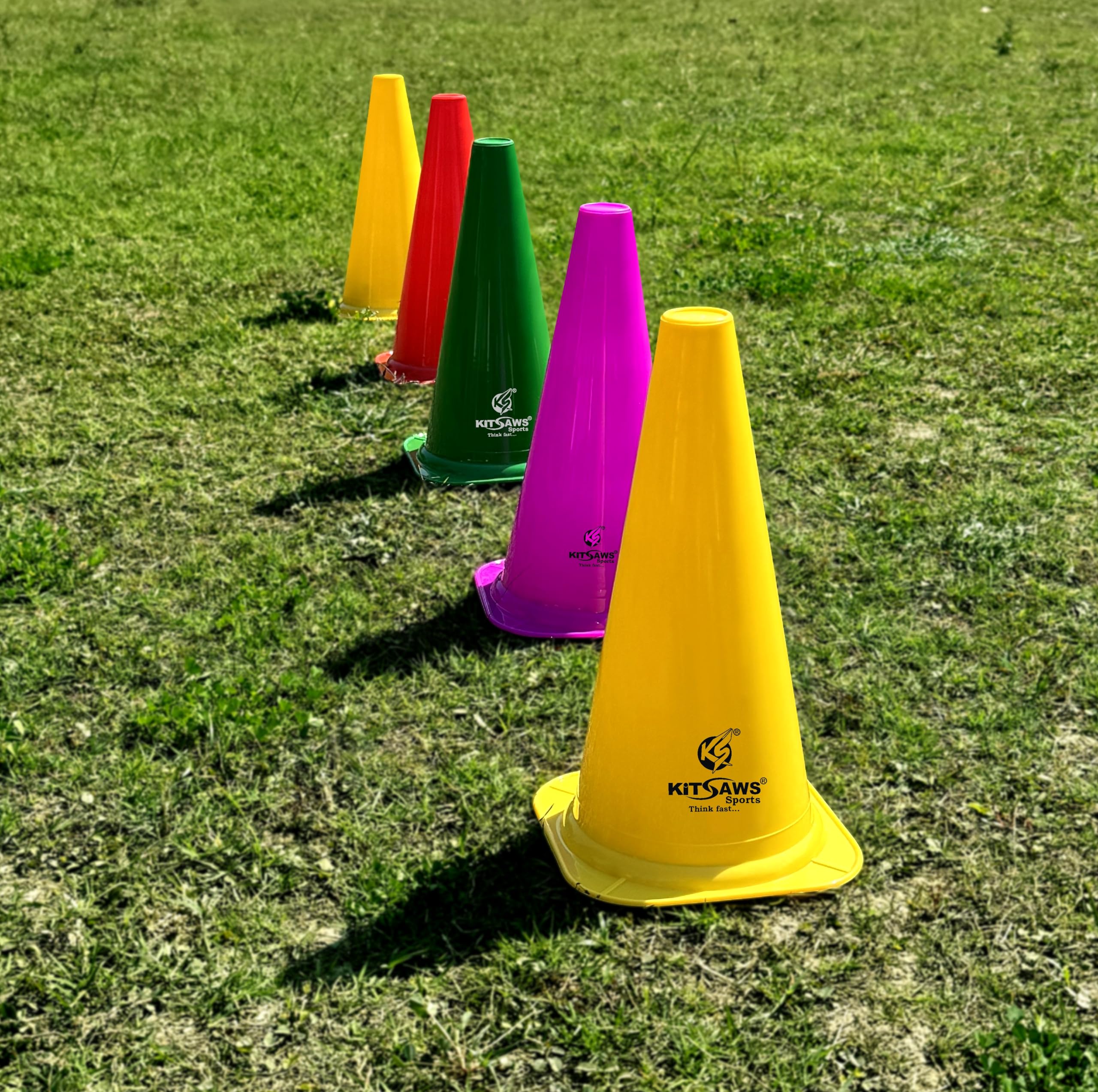 KITSAWS 9 Inches Agility Marking Cones | Sports Field Marking Equipment | School Model Marker Cone | Multicolour Plastic Marker Cone (6, 9 Inches)-image-21