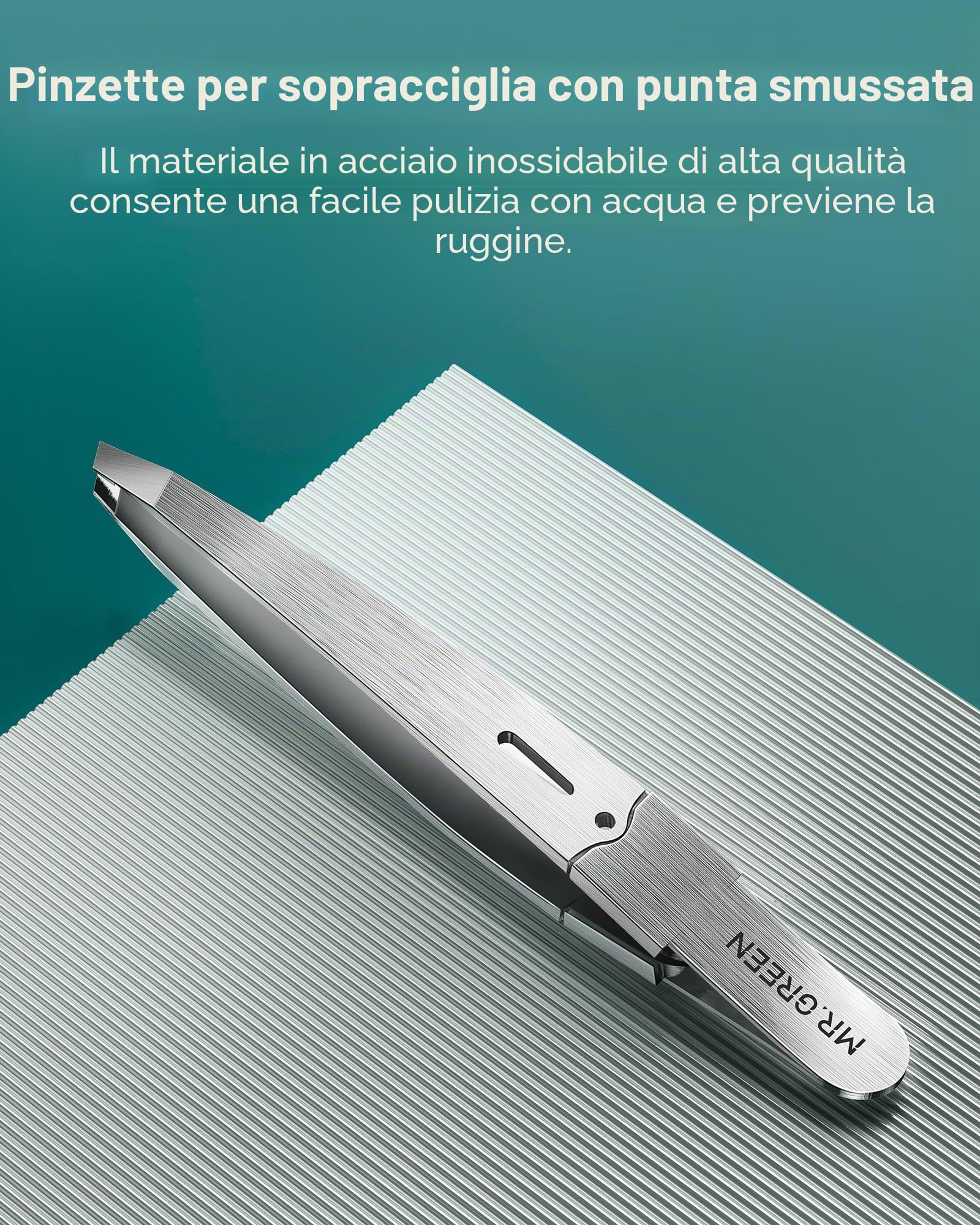 MR.GREEN Pinzette per peli del viso da donna, pinzette professionali di precisione per sopracciglia per donne e uomini,