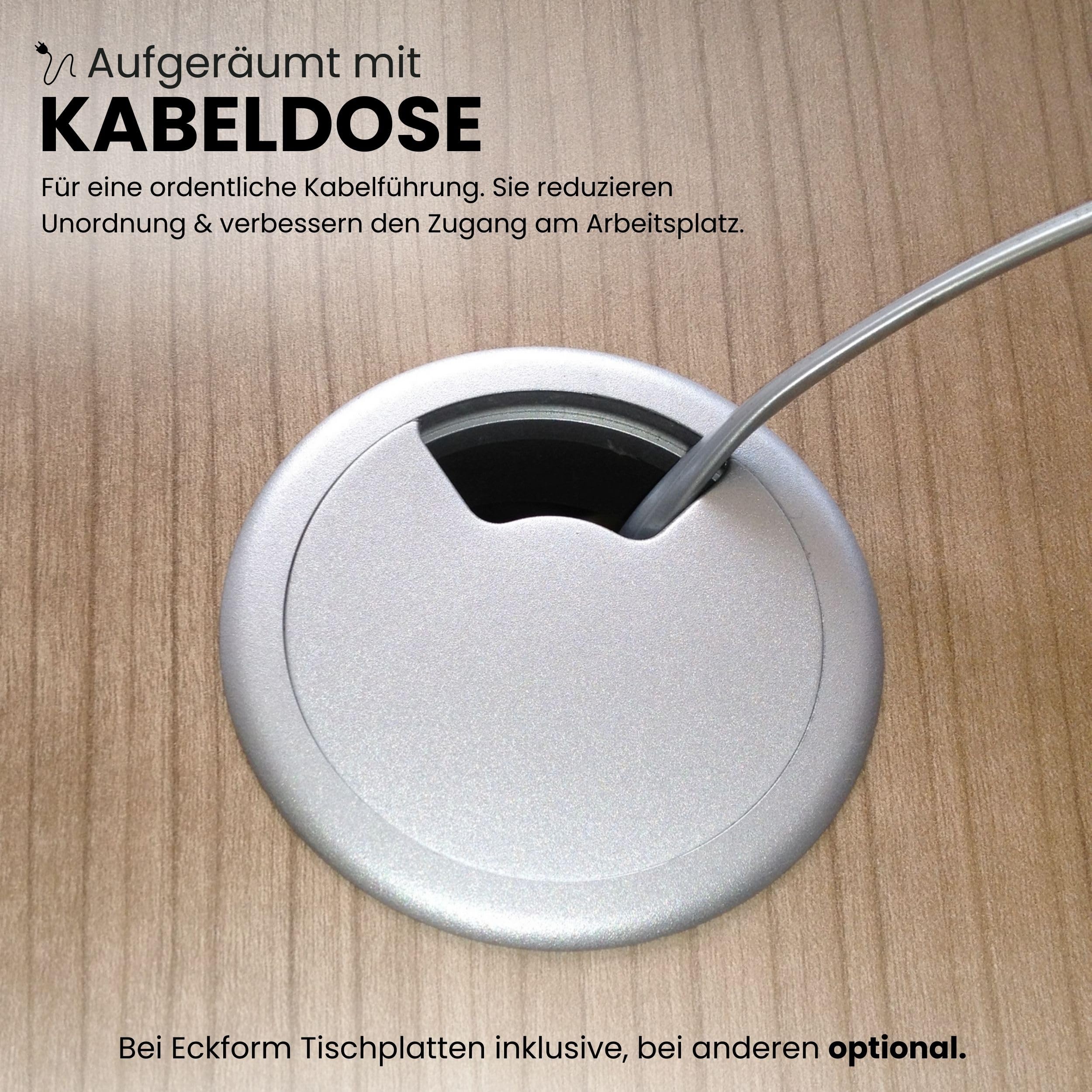 Bümö höhenverstellbarer Schreibtisch O-Serie 160x80 cm in grau, Gestell in Silber - PC Tisch für's Büro manuell höhenverstellbar, Computertisch verstellbar
