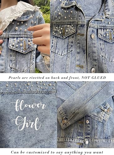 Miniatura 4 de Chaqueta de mezclilla personalizada para niñas, chaquetas de mezclilla personalizadas para niños y niñas, con perlas, chaqueta de mezclilla para
