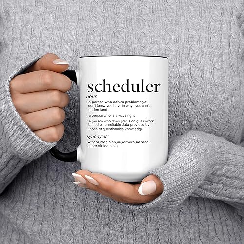 Miniatura 2 de Scheduler Profession Meaning Funny Gift Mug Scheduler Definition Taza de café de 11 oz (Negro #1)