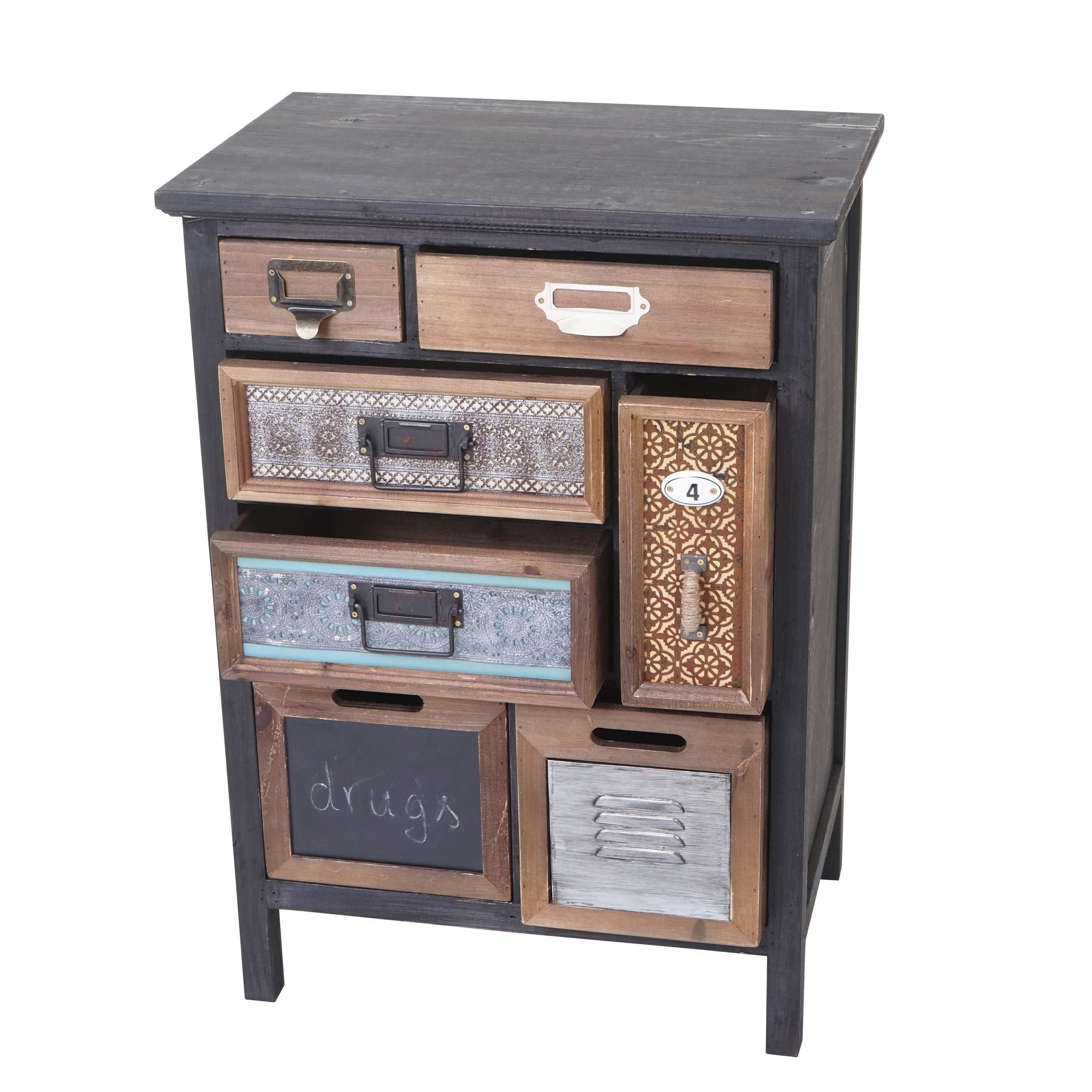 Mendler Apotheker-Schrank HWC-A43, Tanne Holz massiv Vintage, 78x55x35cm | Kommode, Patchwork