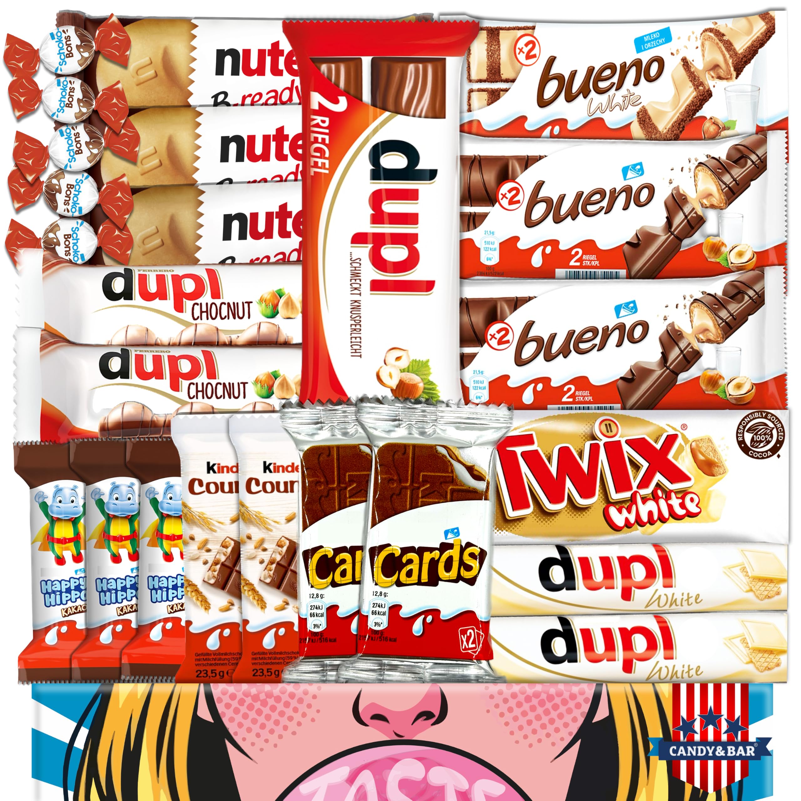 Schokolade Mix Box | Geschenkbox mit Kinderschokolade & bekannten Marken | Schokoriegel & Süßigkeiten Mix | Für Kinder Familie | Geschenkidee | Candy & Bar®