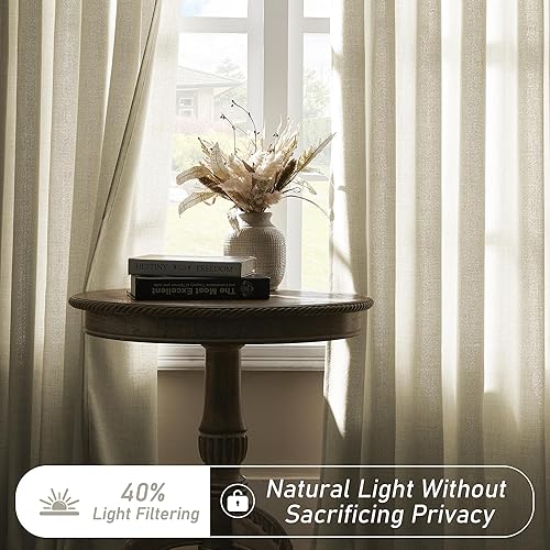 Miniatura 4 de Cortina plisada natural extra ancha filtrante de luz, 72 pulgadas de ancho x 84 pulgadas de largo, cortinas plisadas con ganchos para sala de estar,