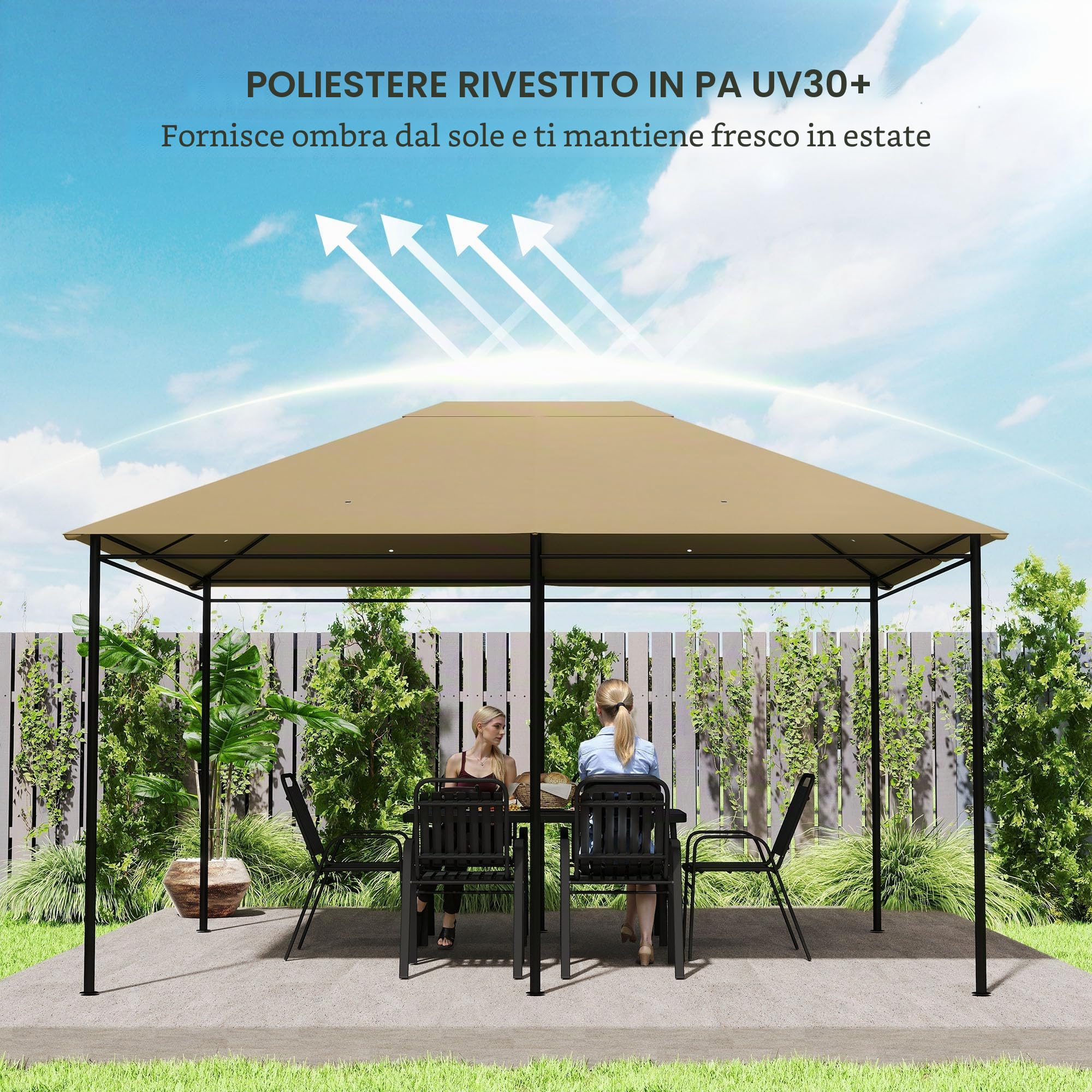 Outsunny Tessuto di ricambio per gazebo da giardino tenda di ricambio in poliestere ad alta densità 180 g/m² anti-UV 3 x 4 m