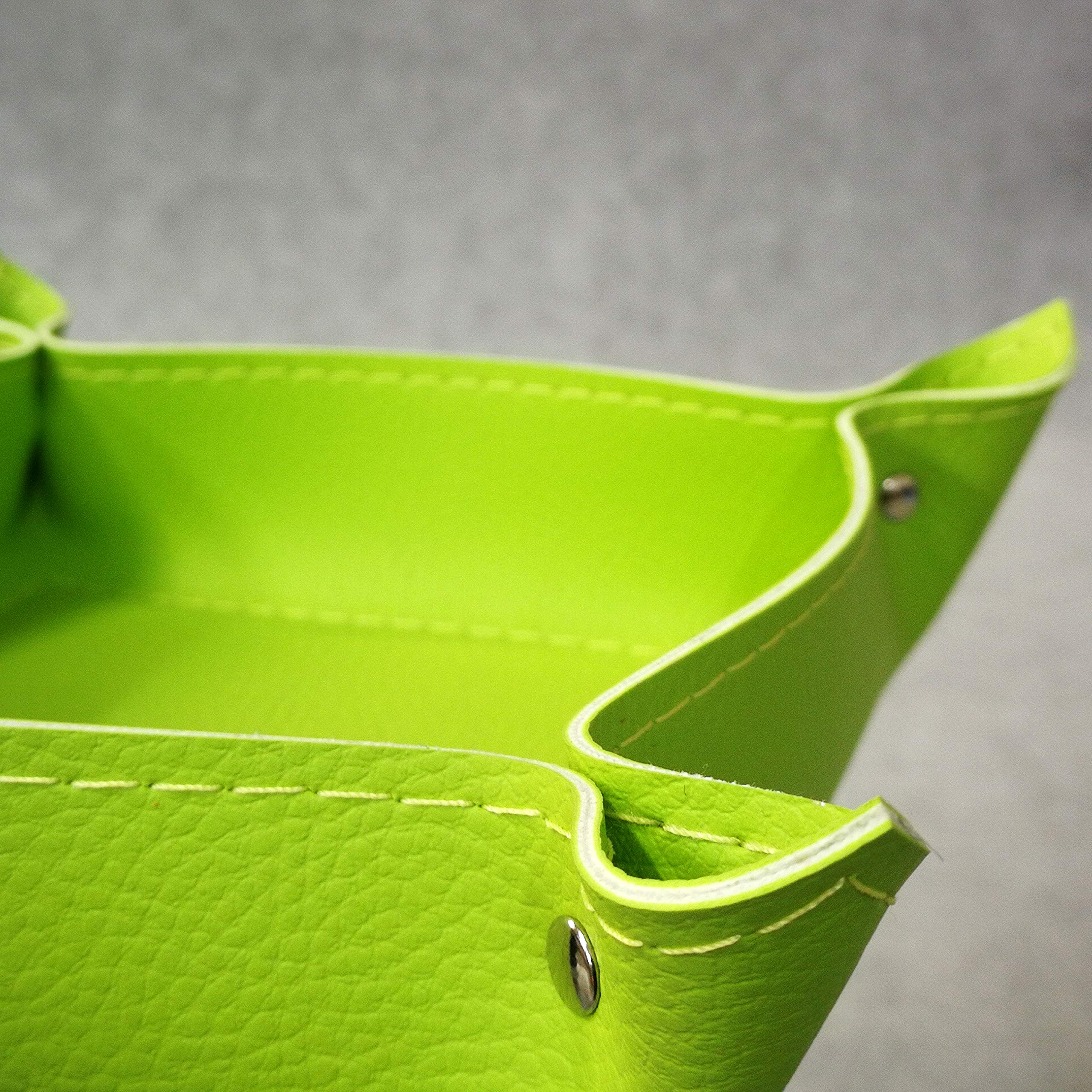 AM DESIGN SVUOTATASCHE in Ecopelle Idea Regalo Made in Italy - Porta Oggetti con Cucitura Tono su Tono (Verde)