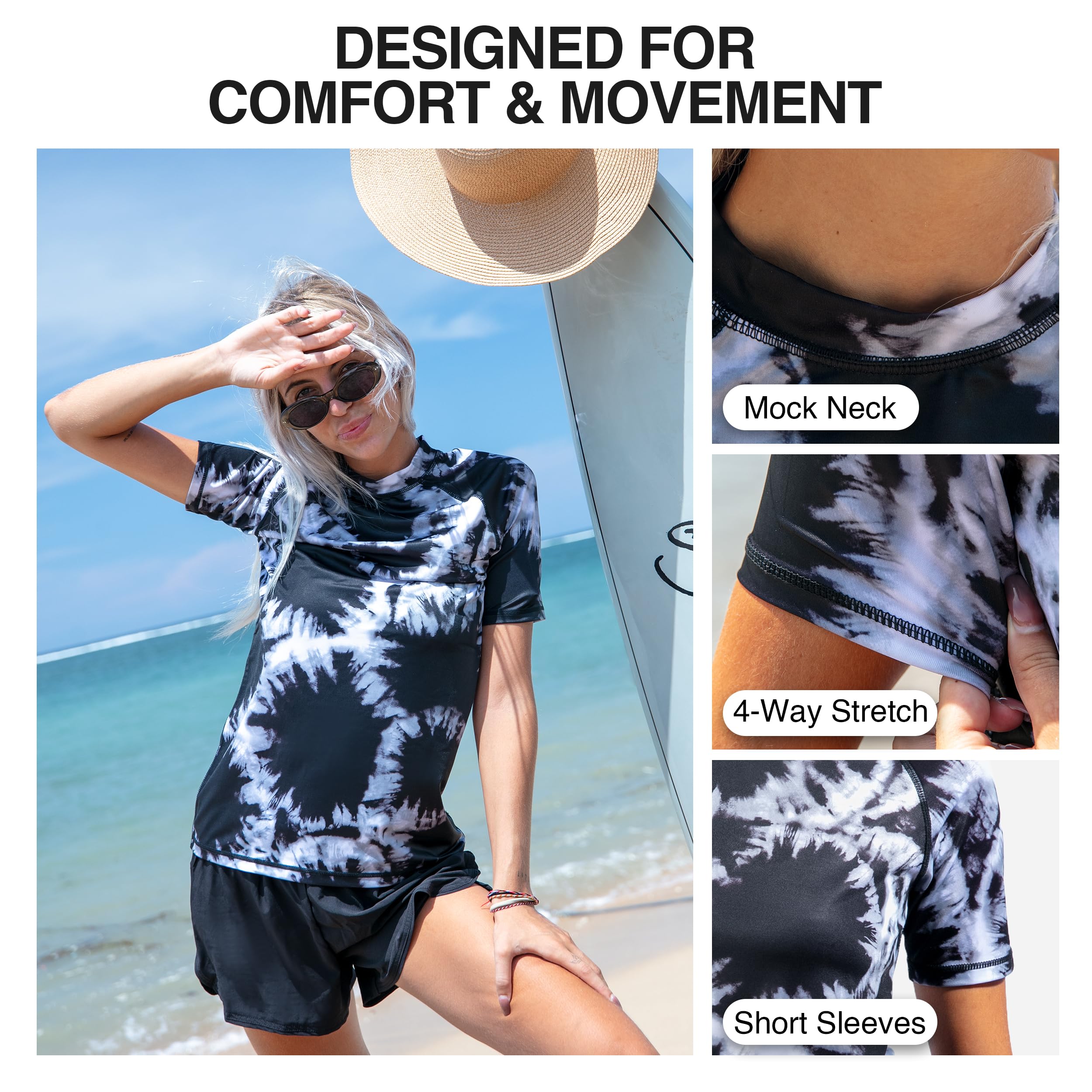 Kanu Surf Breeze UPF 50+ Short Sleeved Active Rashguard & Workout Top Maillot dermoprotecteur Femme (Lot de 1)