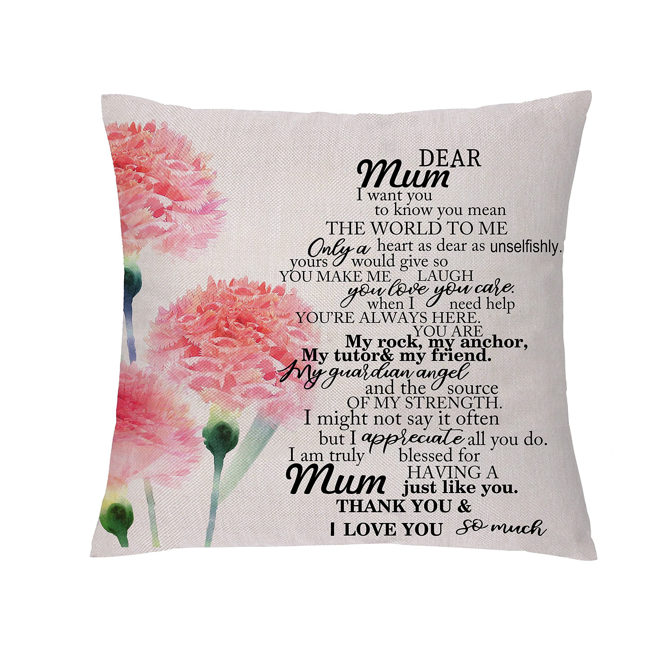 aligarian Mum Hug Cushion Cover Birthday Gift Appreciate Mummy Throw Pillowcase Mothers Day Pillow Case Mom You Mean the World to Me 18x18'' Mom Christmas Thanksgiving Present