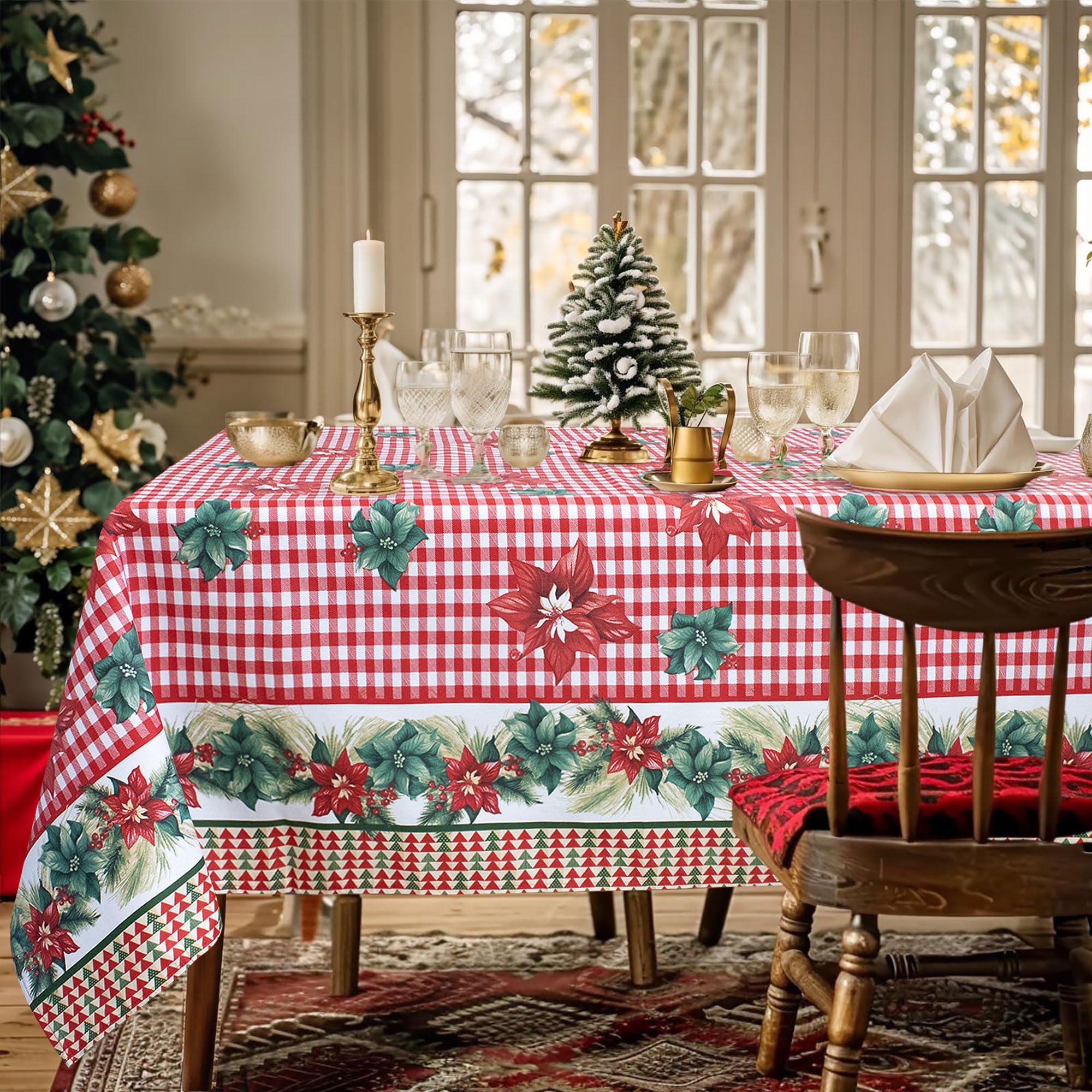 Nappe de Noël 140x360 cm pour grand repas de famille chaleureux
