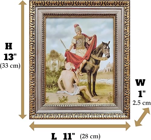 Miniatura 2 de Saint Martin of Tours - Cuadro de San Martín Caballero - Cuadro de San Martín Caballero, 11 x 13 pulgadas, con acabado chapado en oro y plata,