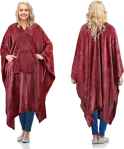 Catalonia Poncho para adultos, supersuave y cómodo para ver TV, manta para mujeres y hombres