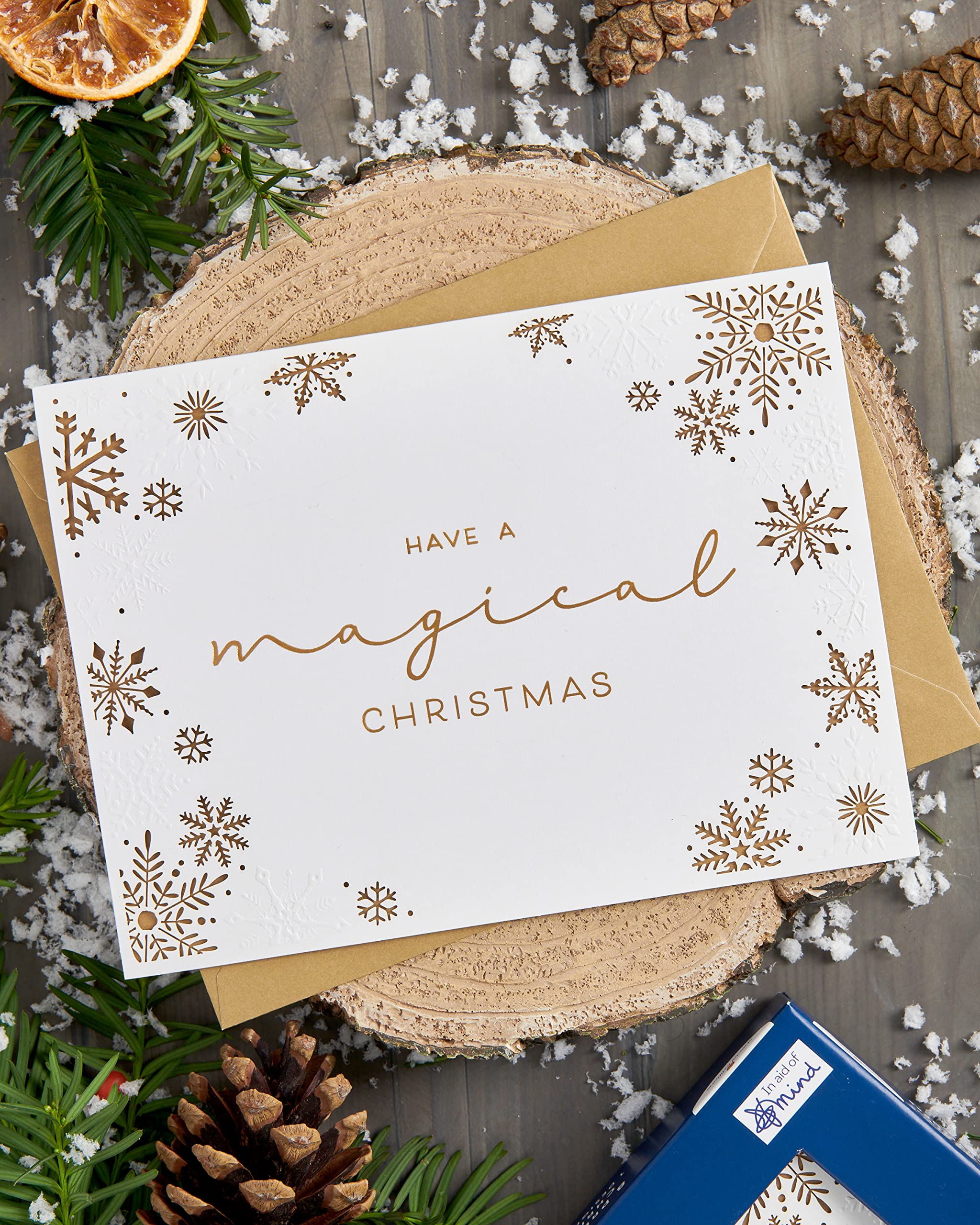 UK Greetings - Box of 8 Gold Foiled Snowflake Mind Charity Christmas Cards Luxury Quality 557003, 200 x 150mm - Image 4