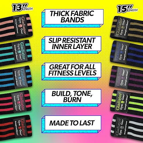 Miniatura 3 de Gladiator Glute Bands  2 Pack Non Slip Fabric Resistance Booty Bands