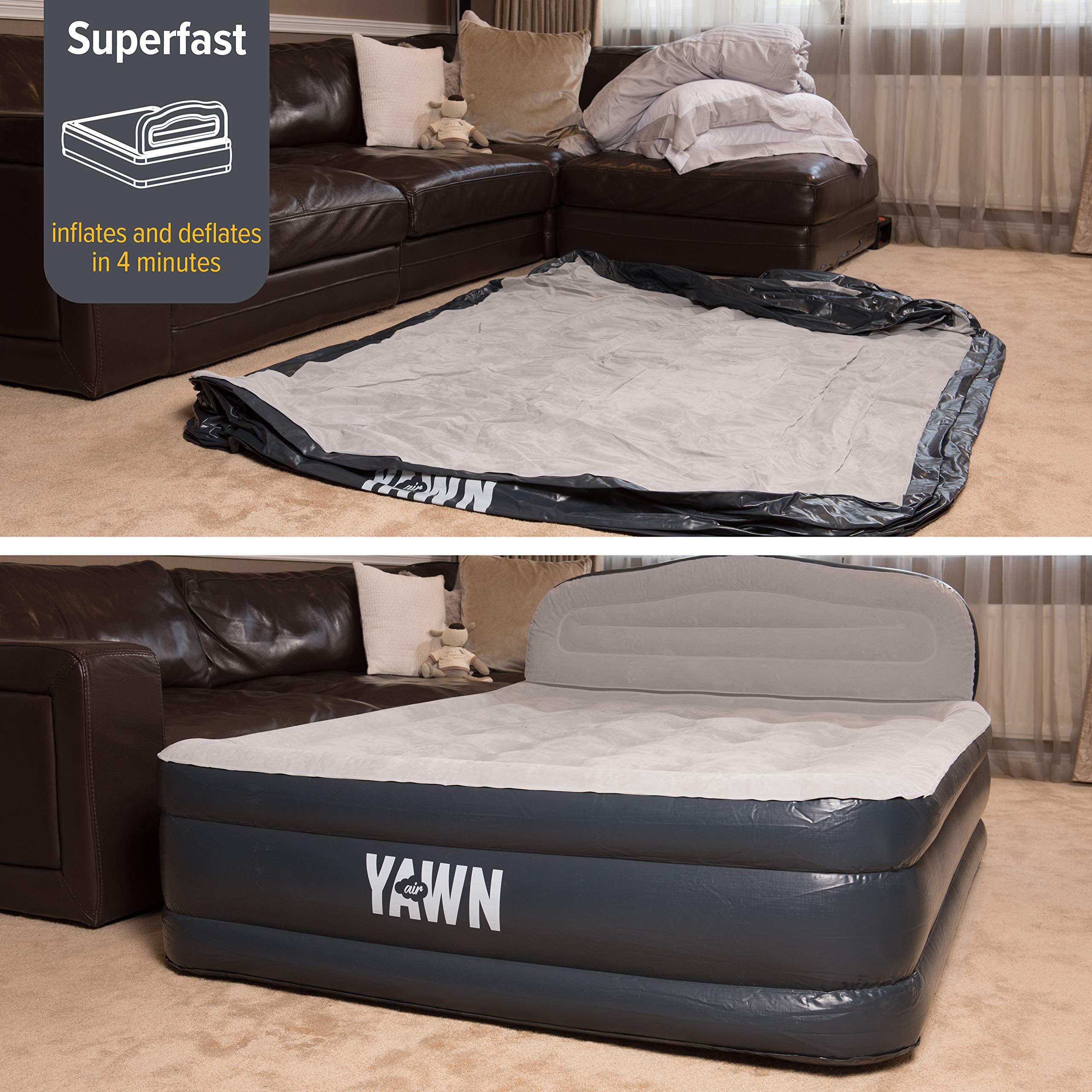 Yawn Air Bed Size SelfInflating Airbed with Builtin Pump, Headboard