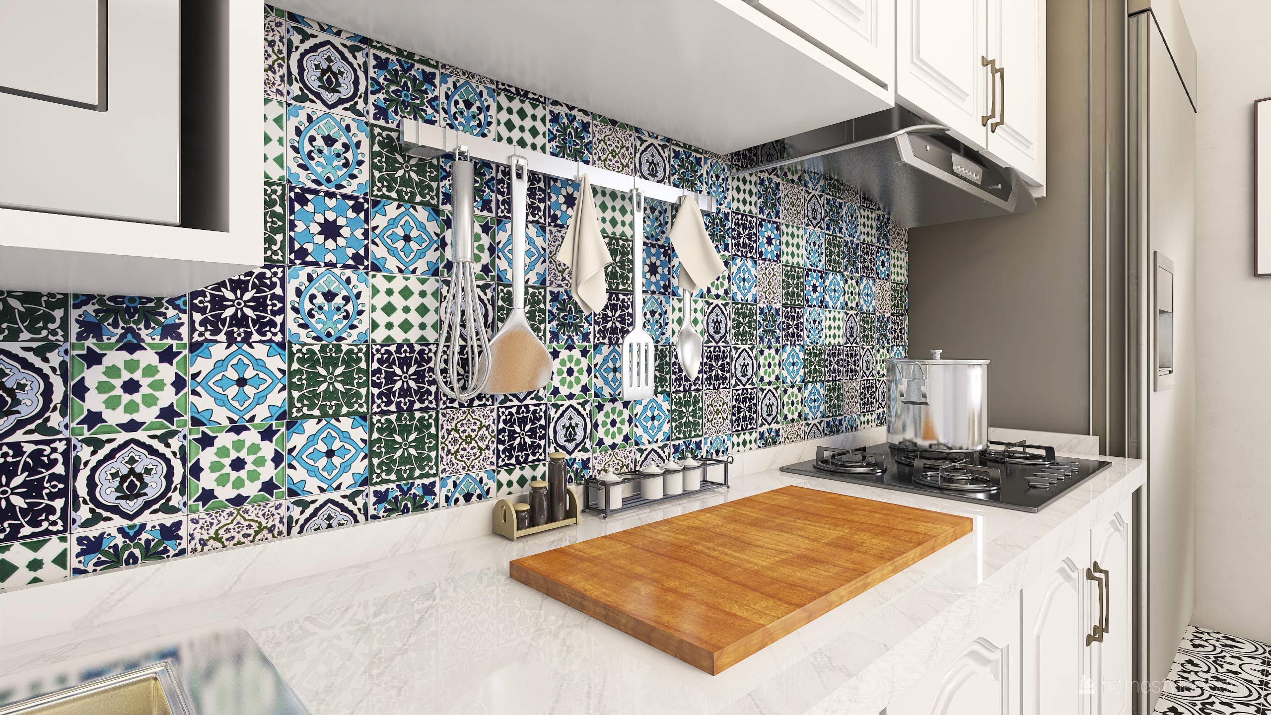 Cerames Orientalische Marokkanische Keramikfliesen Muhit - dekorative Mosaikfliesen für das Badezimmer, die Küche, unter Treppen, Terrasse | Tunesische farbige Keramikfliesen 10x10 cm