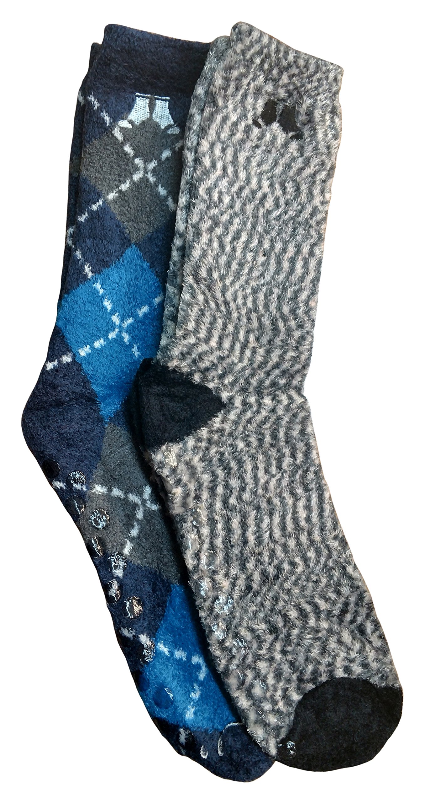 Sockbin Mens Fuzzy Socks, Non-Skid Gripper Sock, Patterned Colorful Striped,Holiday Gift, No Slip Grip Plush Softest