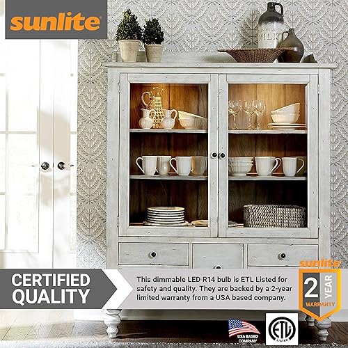 Miniatura 5 de Sunlite 41765 LED R14 Mini reflector foco, 4 vatios (equivalente a 25 W), 250 lúmenes, base intermedia (E17), regulable, listado ETL, blanco cálido