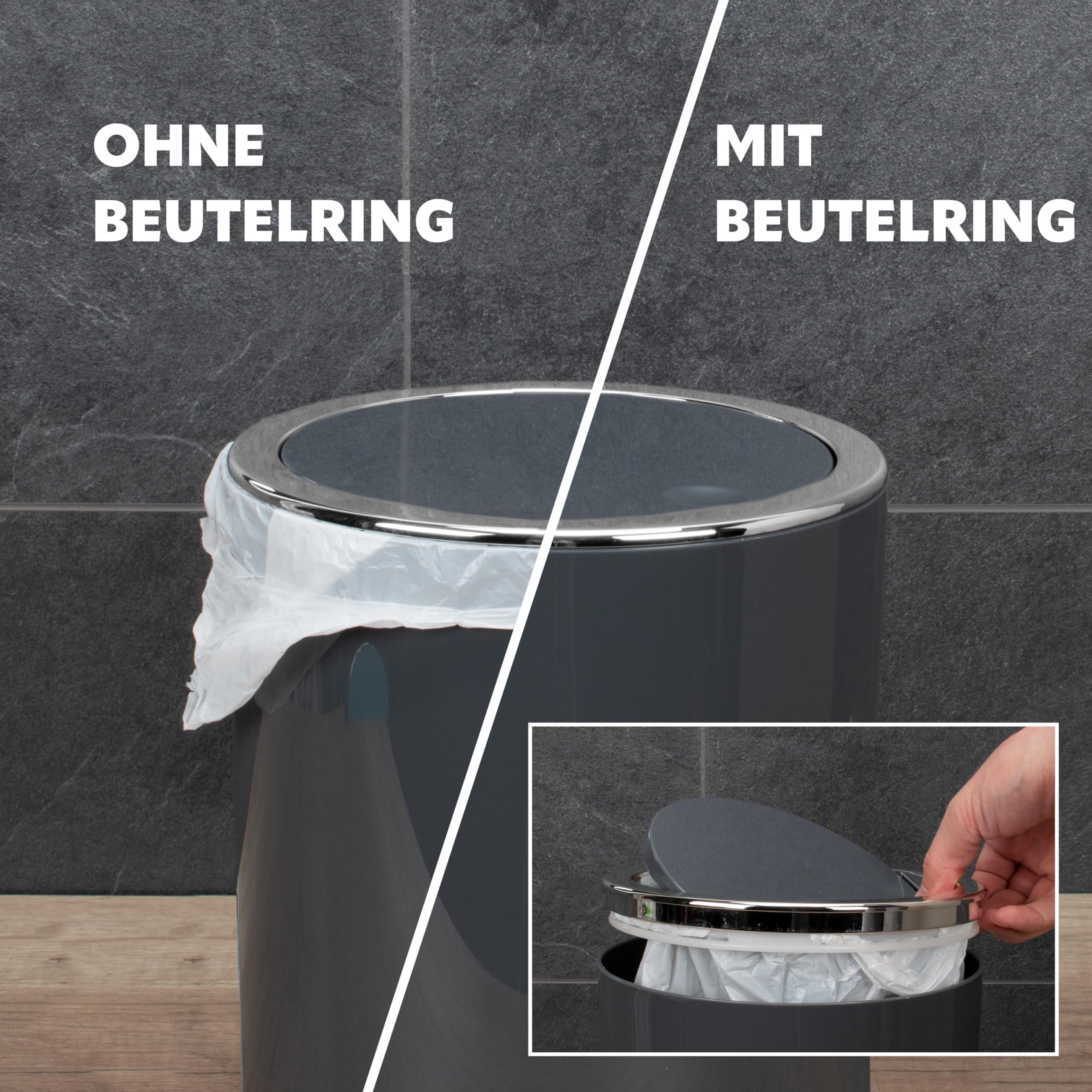 bremermann Bad-Serie Savona - Badezimmer Zubehör-Set 3tlg. bestehend aus 1x Kosmetikeimer 5,5 Liter, 1x Zahnputzbecher 1x Seifenschale, Badaccessoires aus Kunststoff, grau