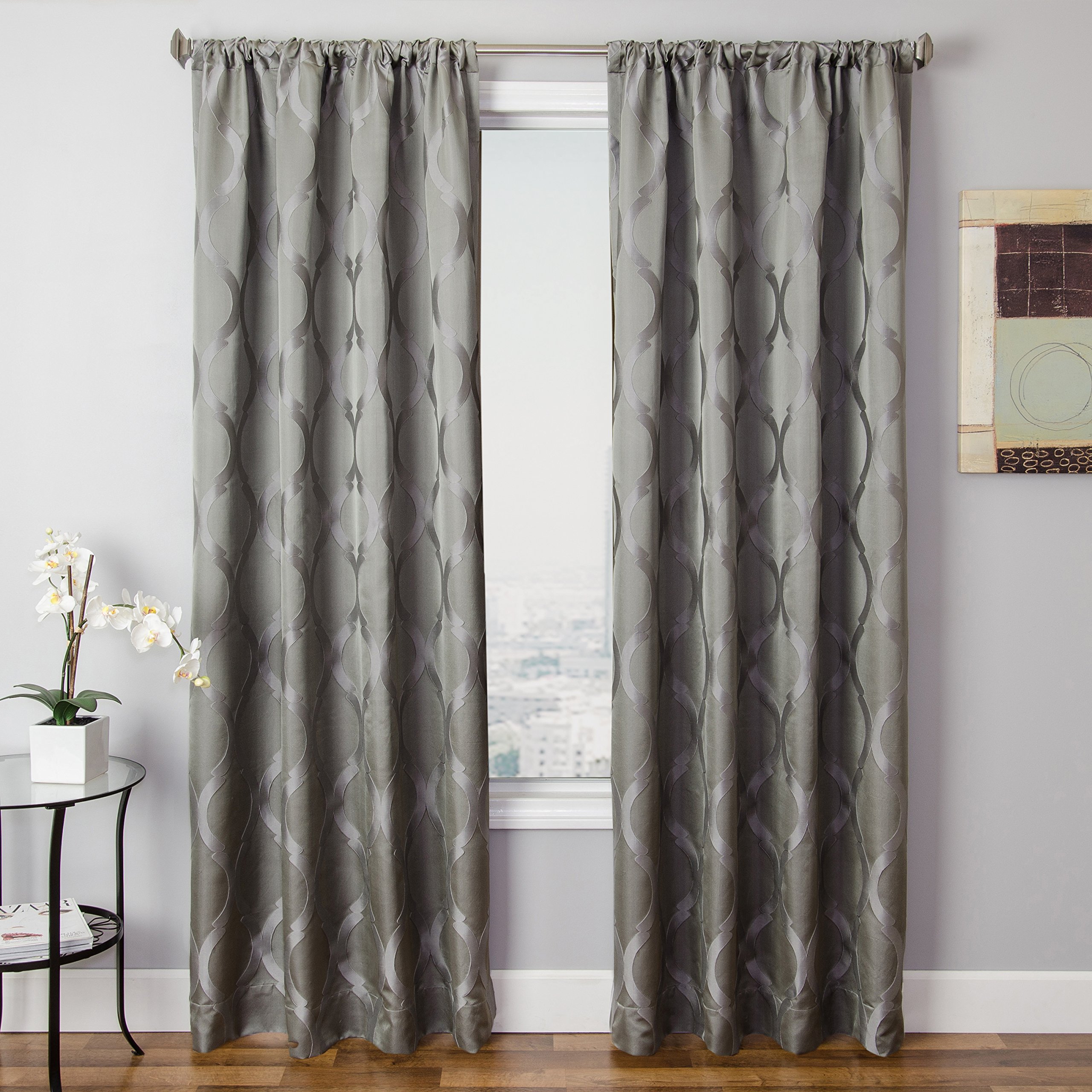Softline Home Fashions SENTSTLRP-96 Samantha Single Curtain Panel, Steel