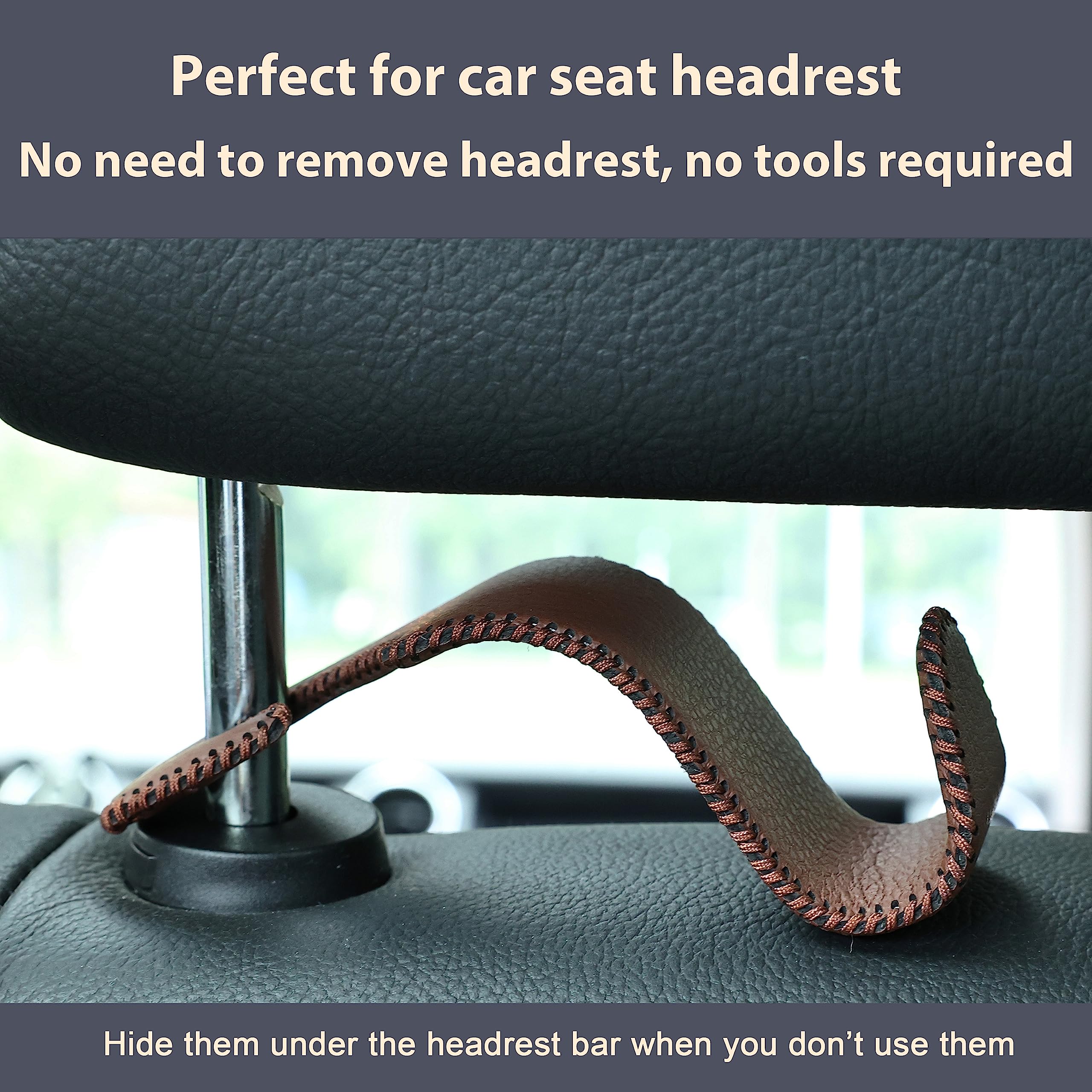 4-Pack Car Headrest Hooks Holds 55lbs Seat Storage Organizer for Bags view 6
